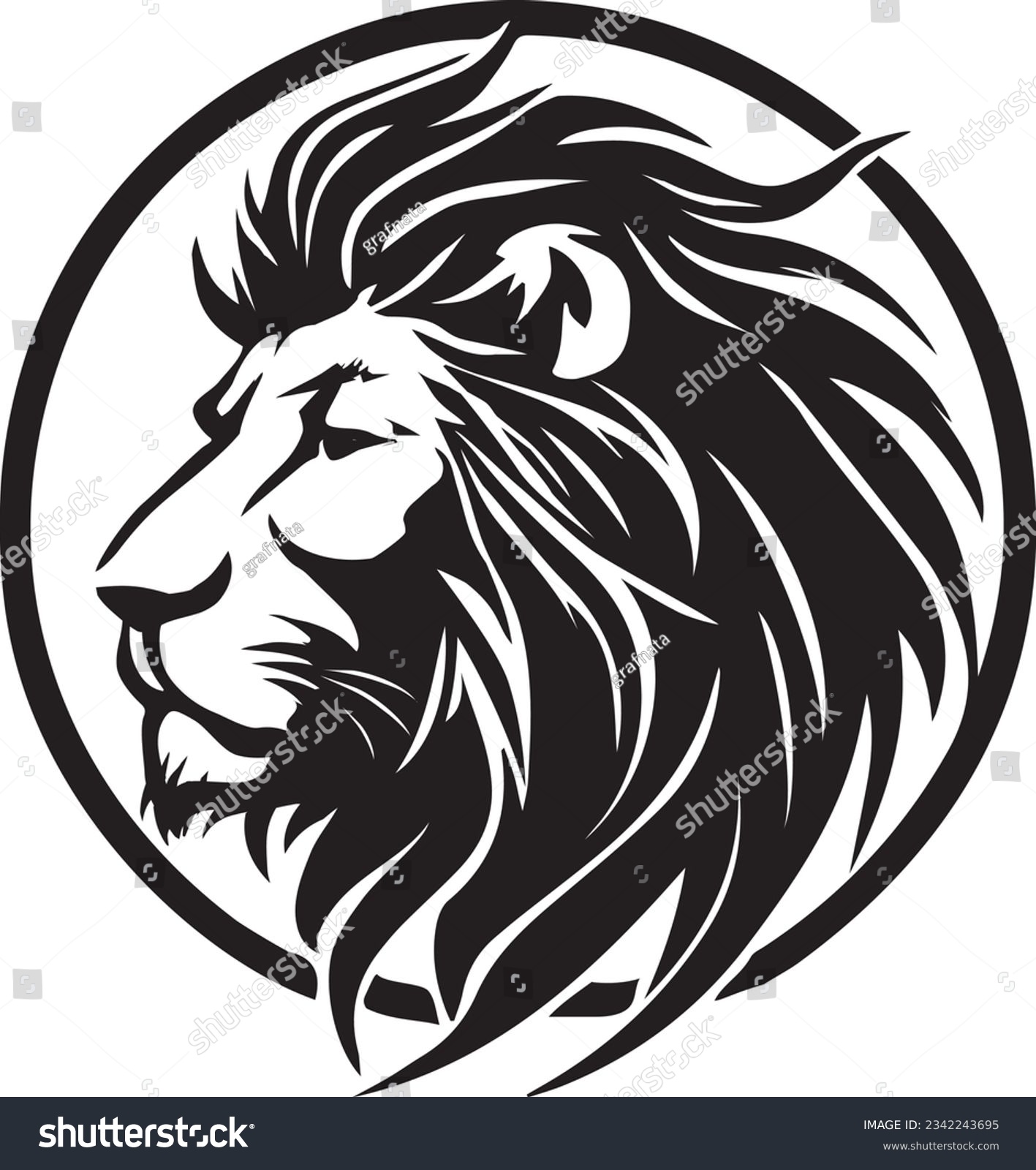 SVG of Lion Logo for  business and fashion print. Black and white. Vector Illustration. svg