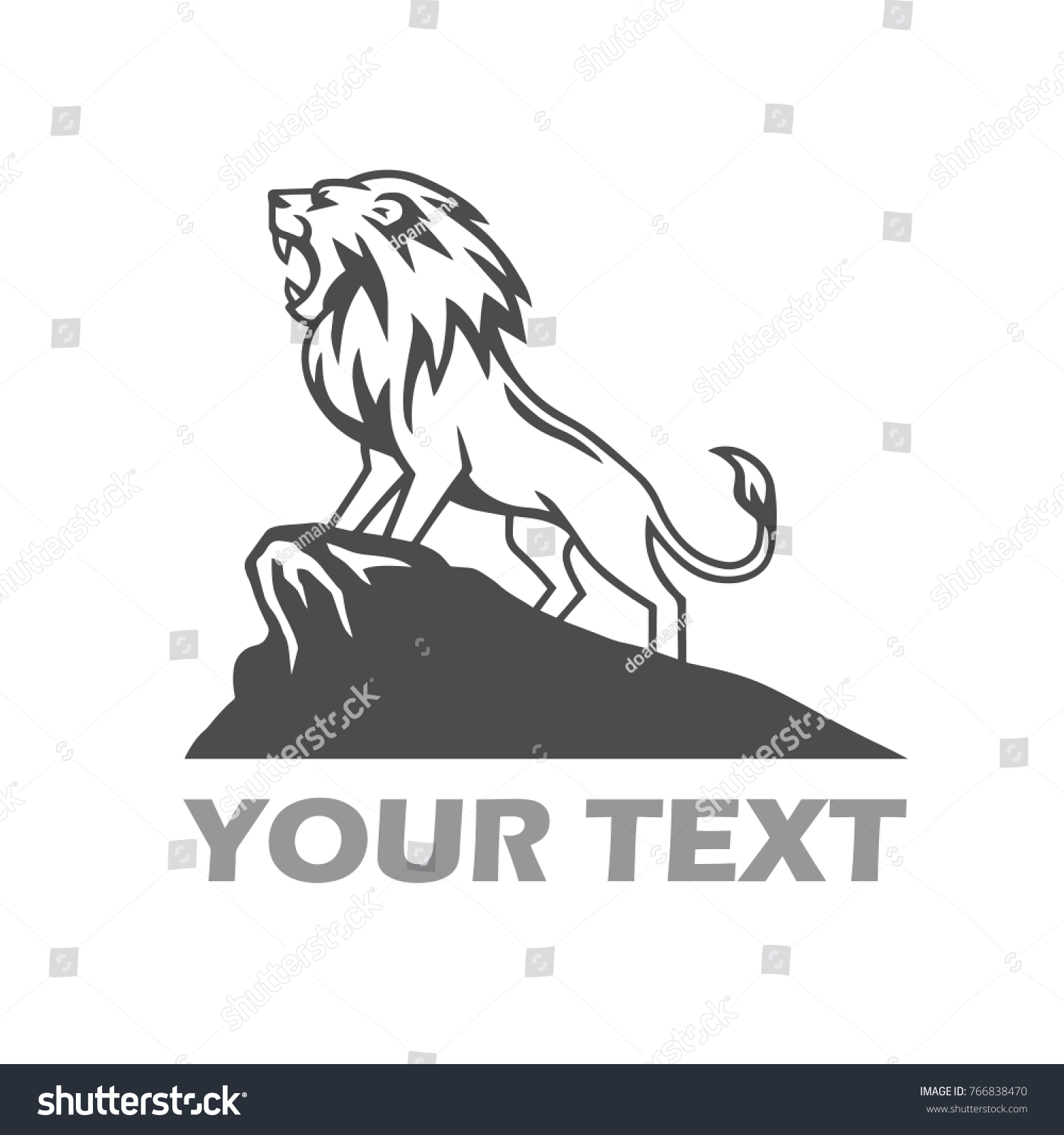 マウンテンヒルでライオンのロゴが鳴る のベクター画像素材 ロイヤリティフリー