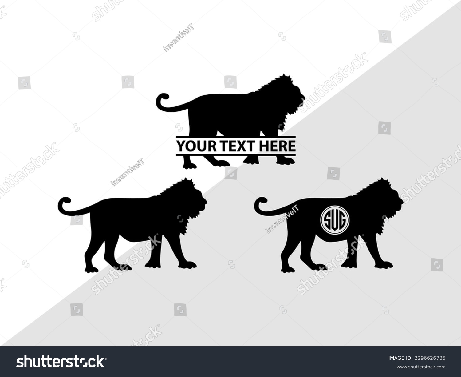 SVG of Lion Monogram Vector Illustration Silhouette svg
