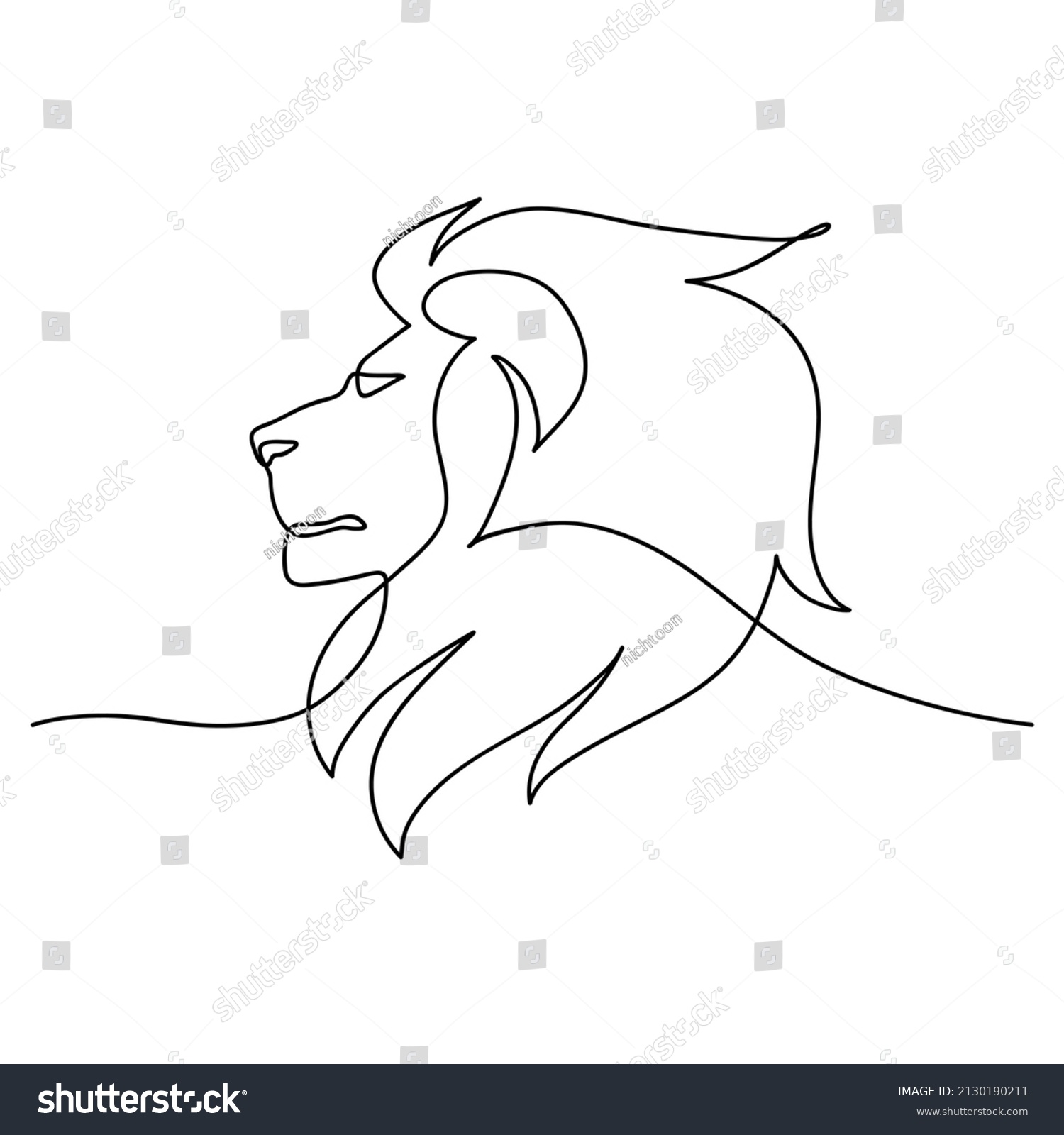recommend clip art: Lion portrait side face continuous line art drawing style, Design template linear minimal style. Vector illustration.