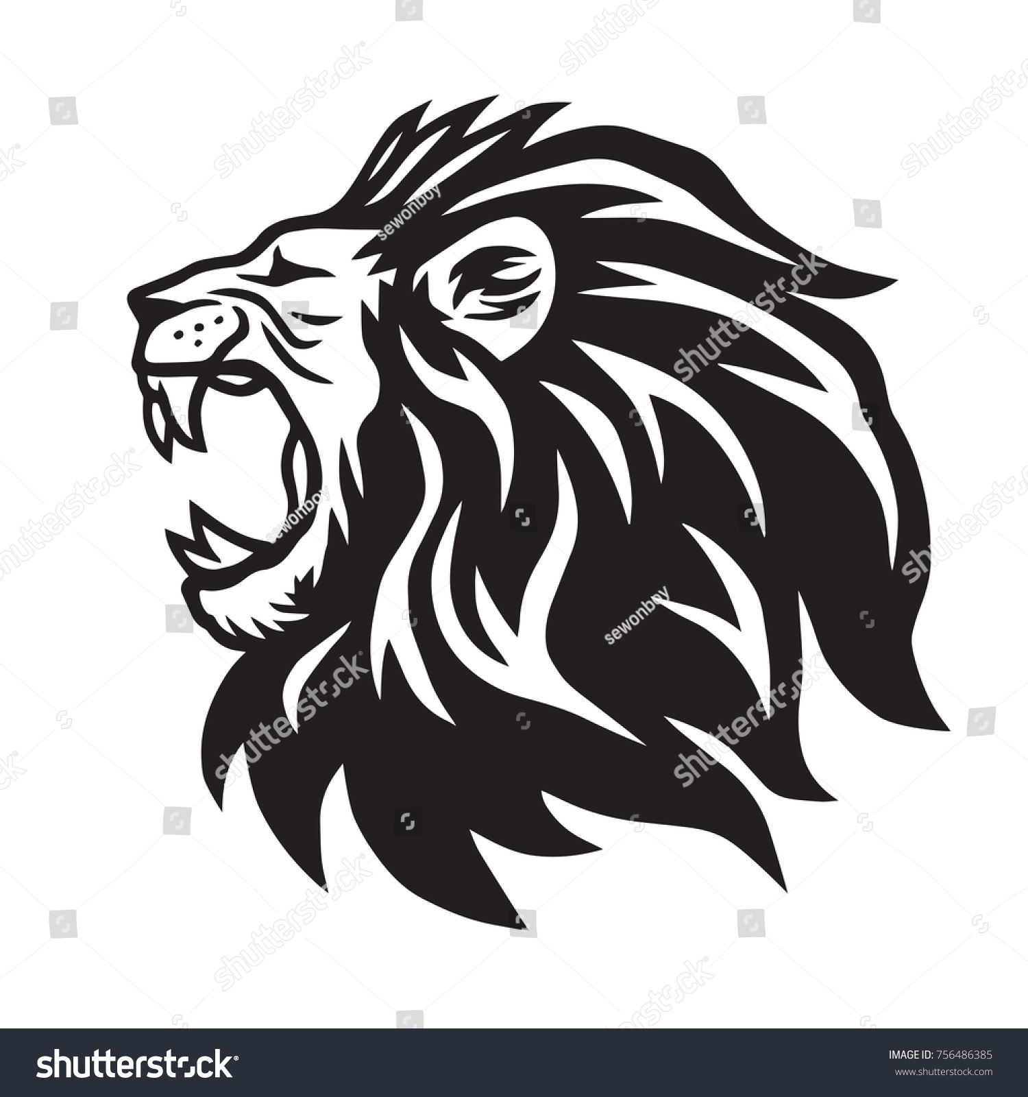 lion roaring vector icon logo template のベクター画像素材