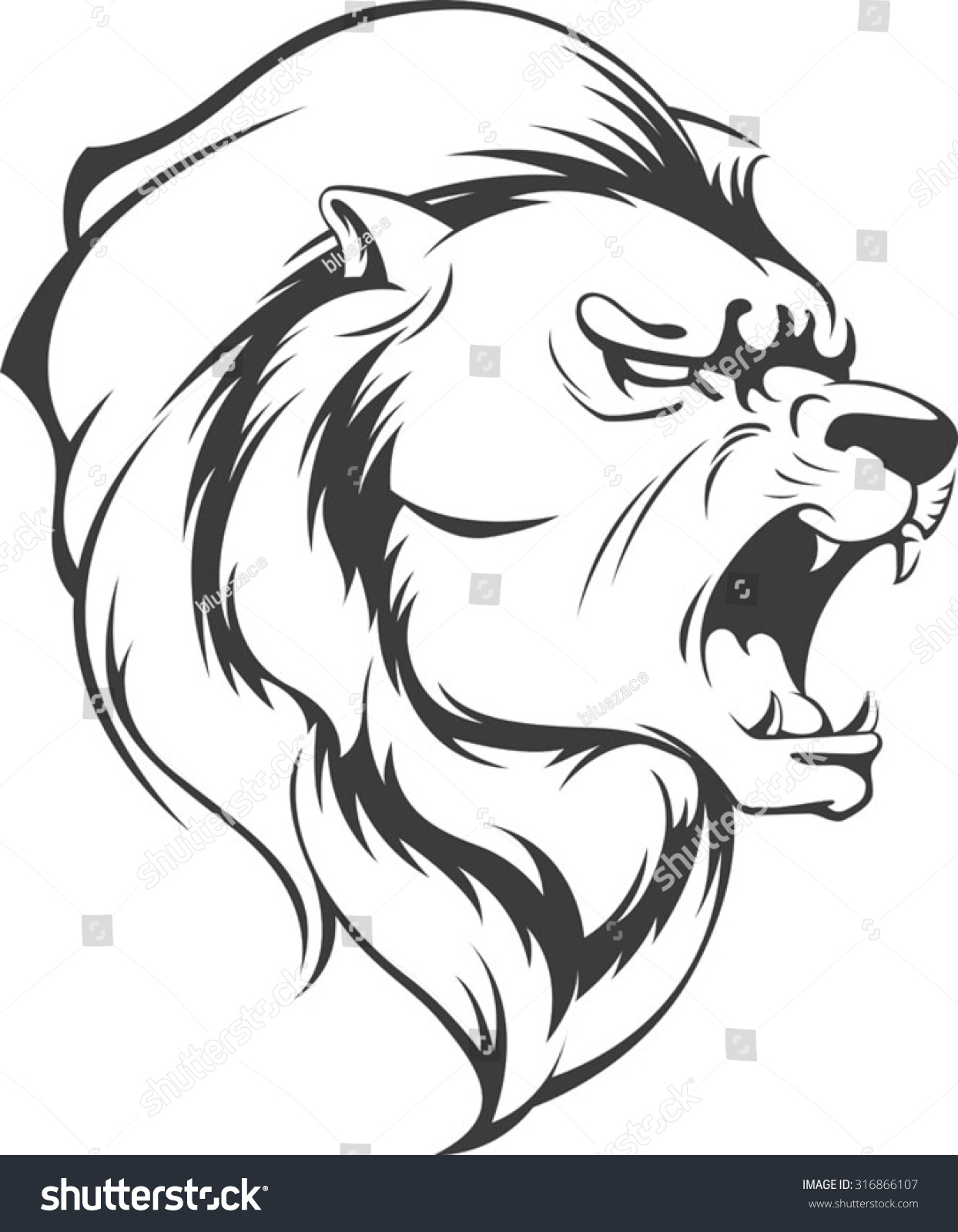 Lion Roaring Vector Silhouette Stock Vector 316866107 - Shutterstock