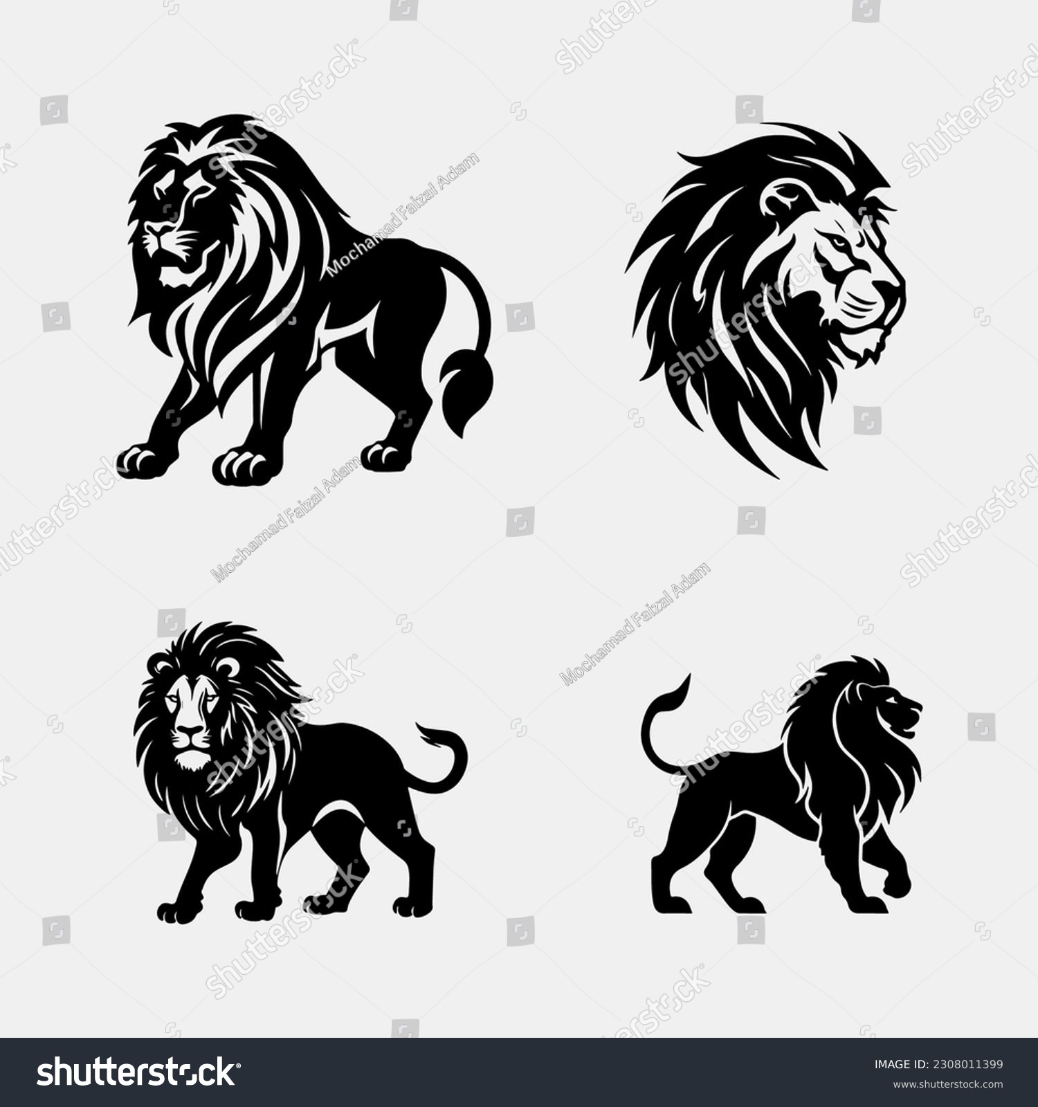 SVG of lion silhouettes set vector illustration lion isolated on white background svg