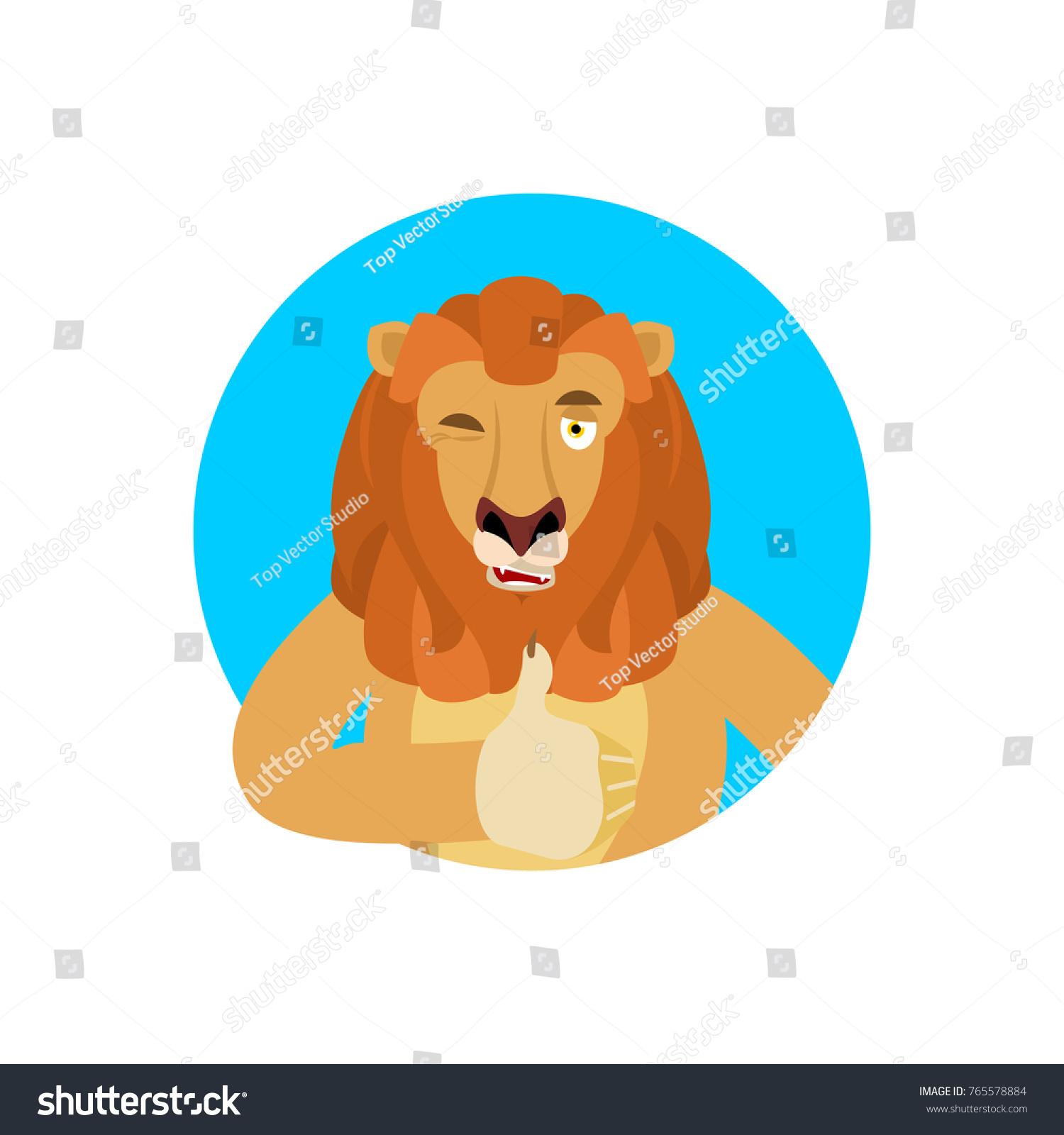 Lion Thumbs Winks Emoji Wild Animal Stock Vector 765578884 - Shutterstock