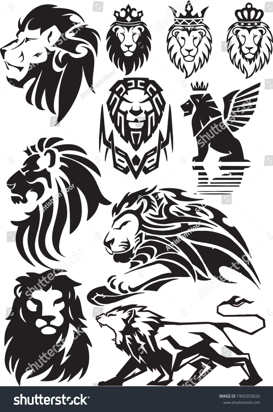 Lion Vector File Designs Lions Stock Vector (Royalty Free) 1965359026 ...