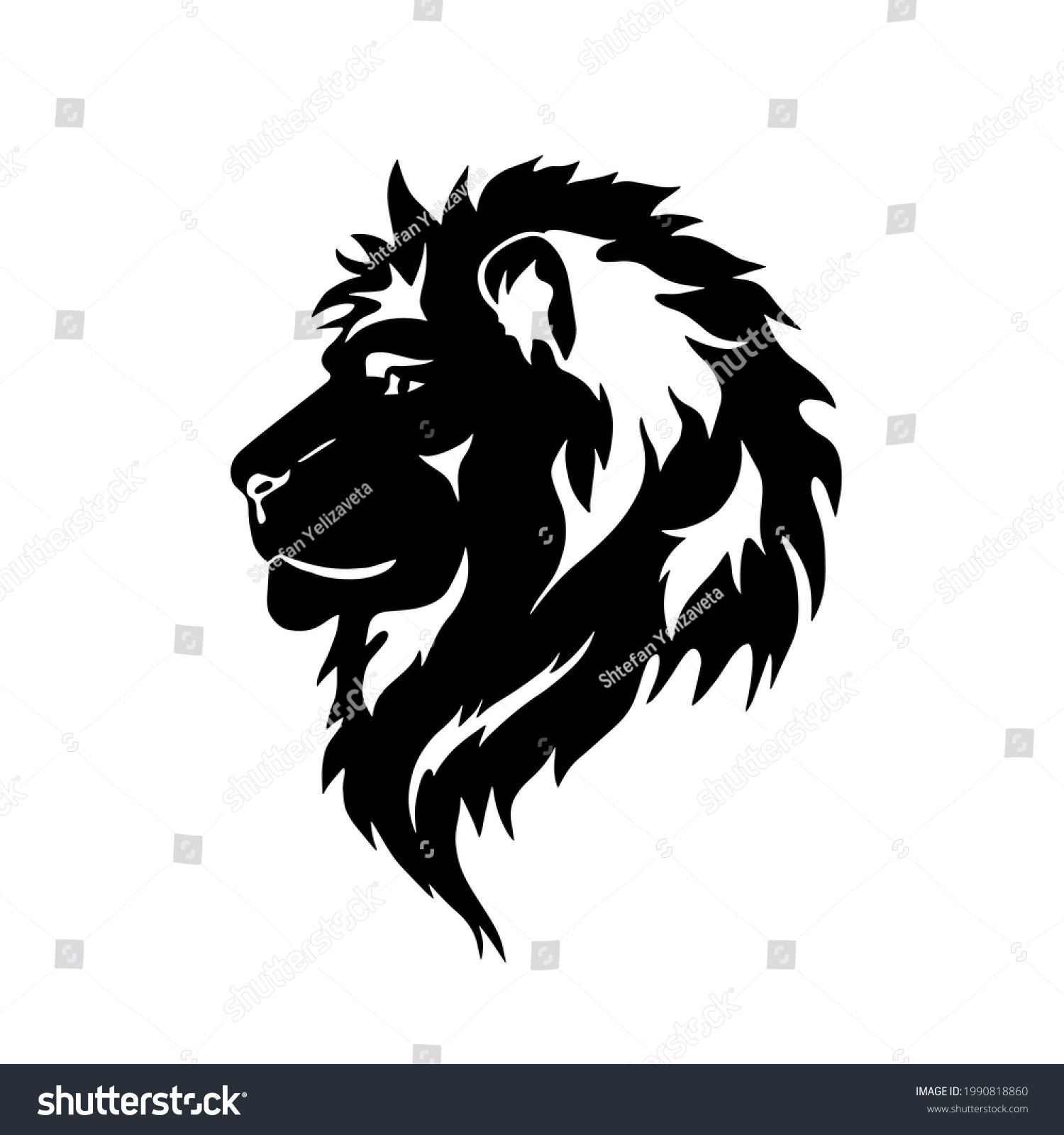 SVG of Lion vector profile. Monochrome illustration of lion for vinyl cutting svg