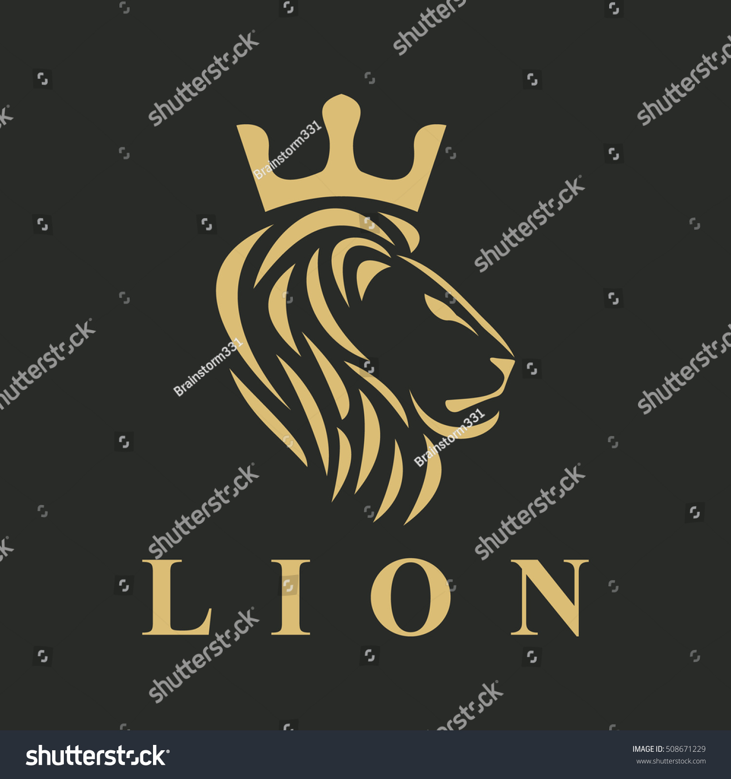 Lion Crown Logo Head Vector Icon Stock Vector (Royalty Free) 508671229
