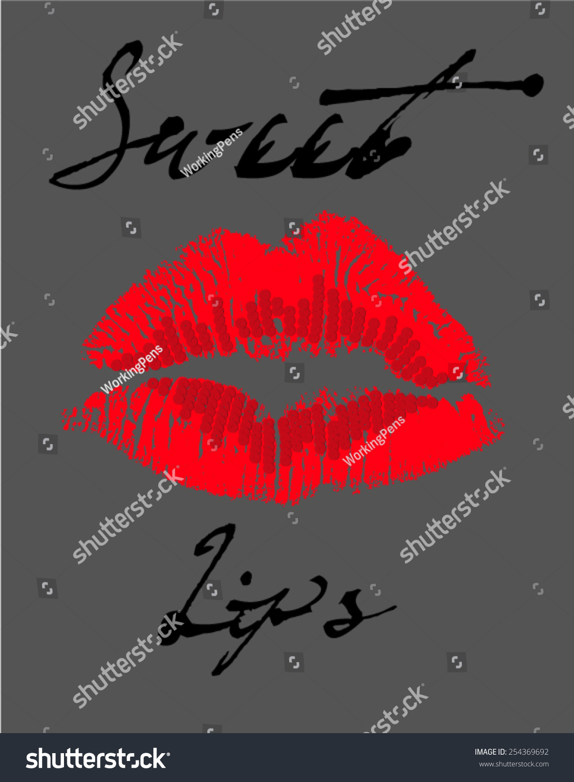 Lip Graphic Sweet Lips Sloganin Vector Stock Vector 254369692