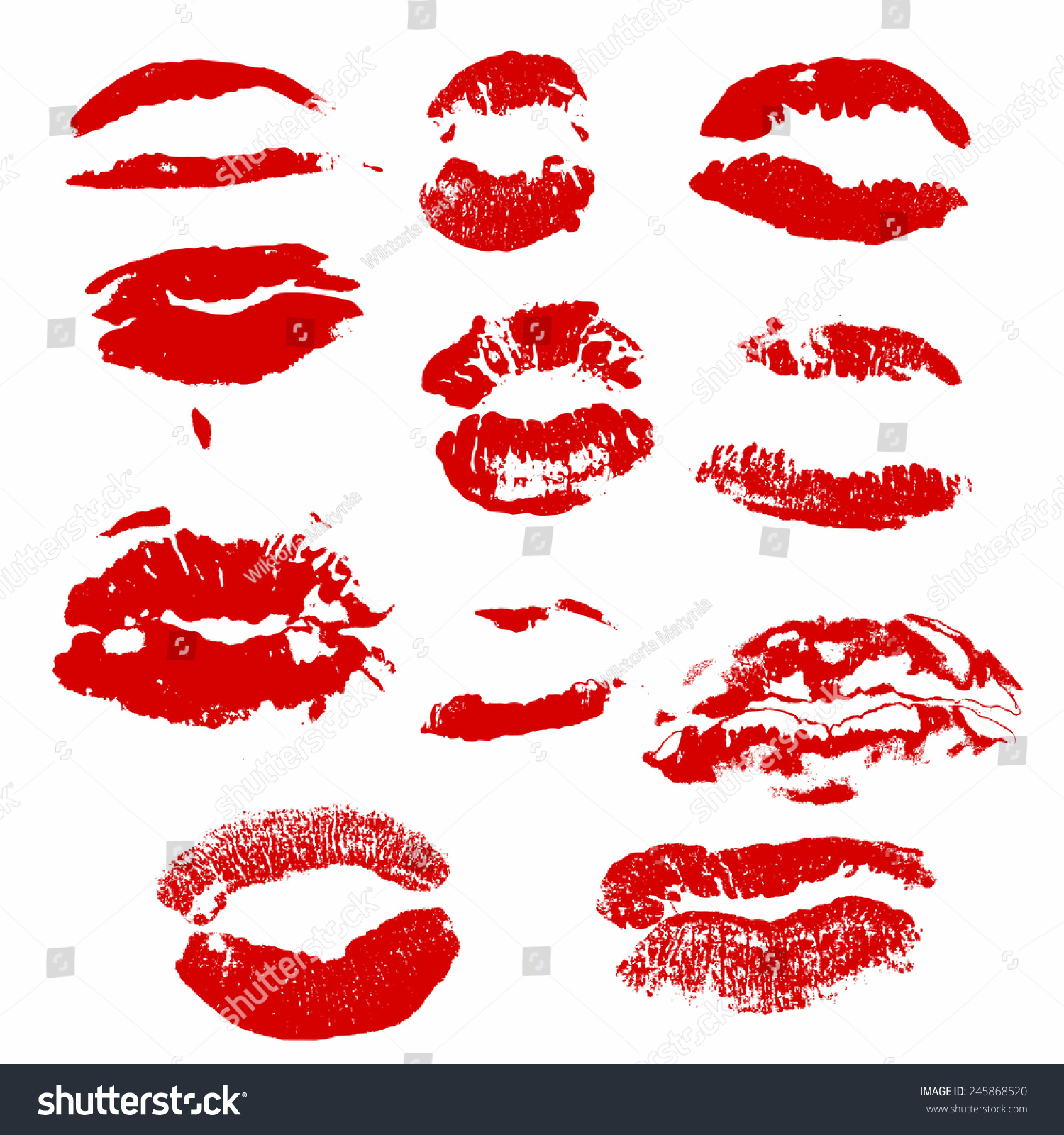 Lips Print Vector Set Stock Vector Royalty Free 245868520 Shutterstock