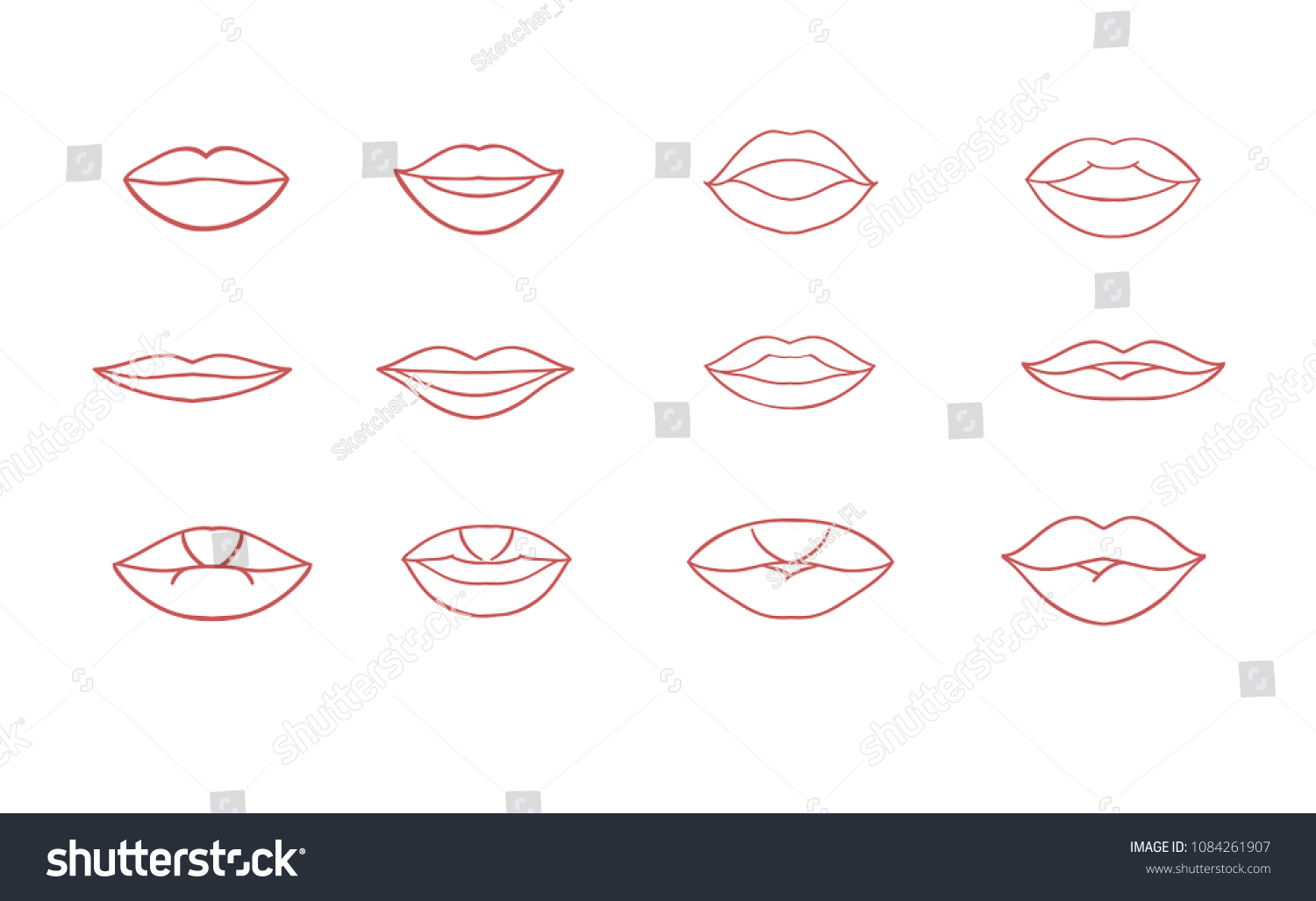 Lips Vector Collection Illustration Sexy Doodle 库存矢量图（免版税）1084261907