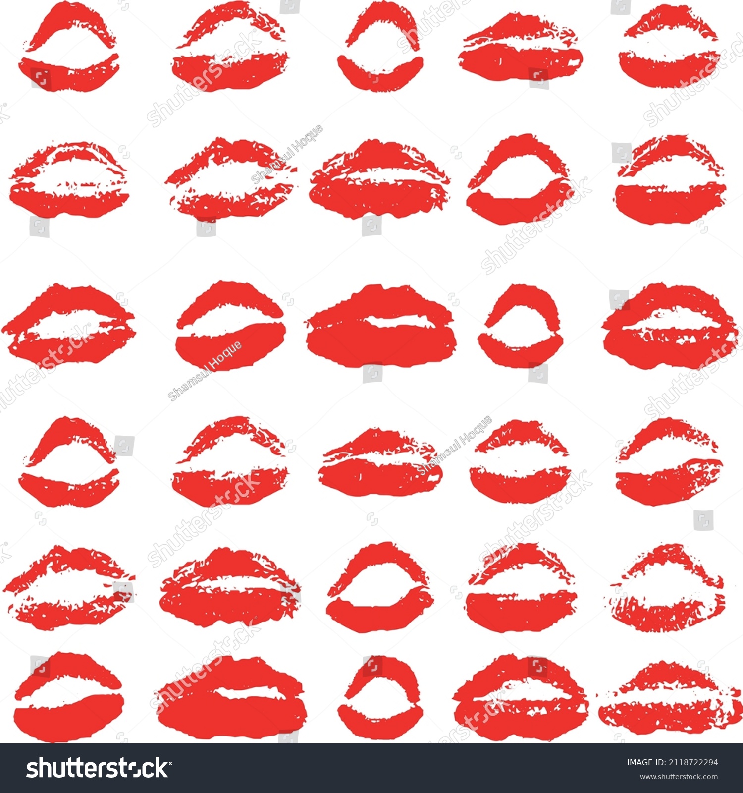 Lipstick Kiss Print Isolated Vector Set Stock Vector Royalty Free 2118722294 