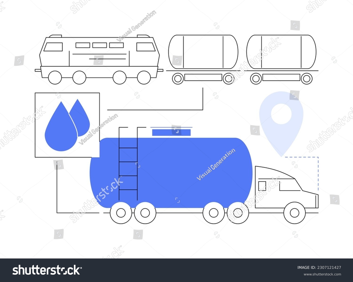 SVG of Liquid bulk goods transportation abstract concept vector illustration. Transportation of liquid in a tank, industrial ground vehicle, freight tank train loading, goods export abstract metaphor. svg