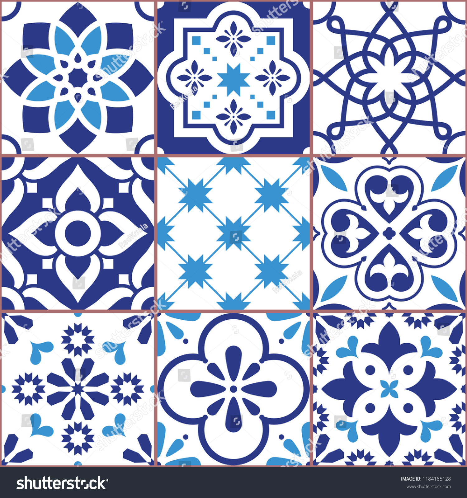 Lisbon Tiles Design Azulejo Vector Seamless Stock Vector (Royalty Free ...