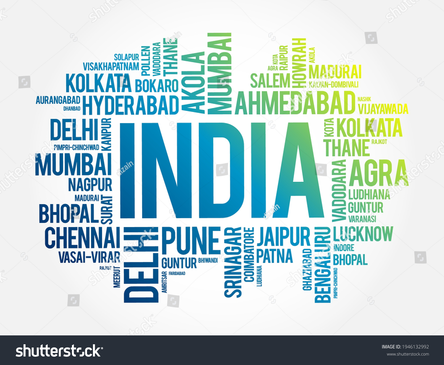 List Cities India Word Cloud Collage Stock Vector (Royalty Free ...