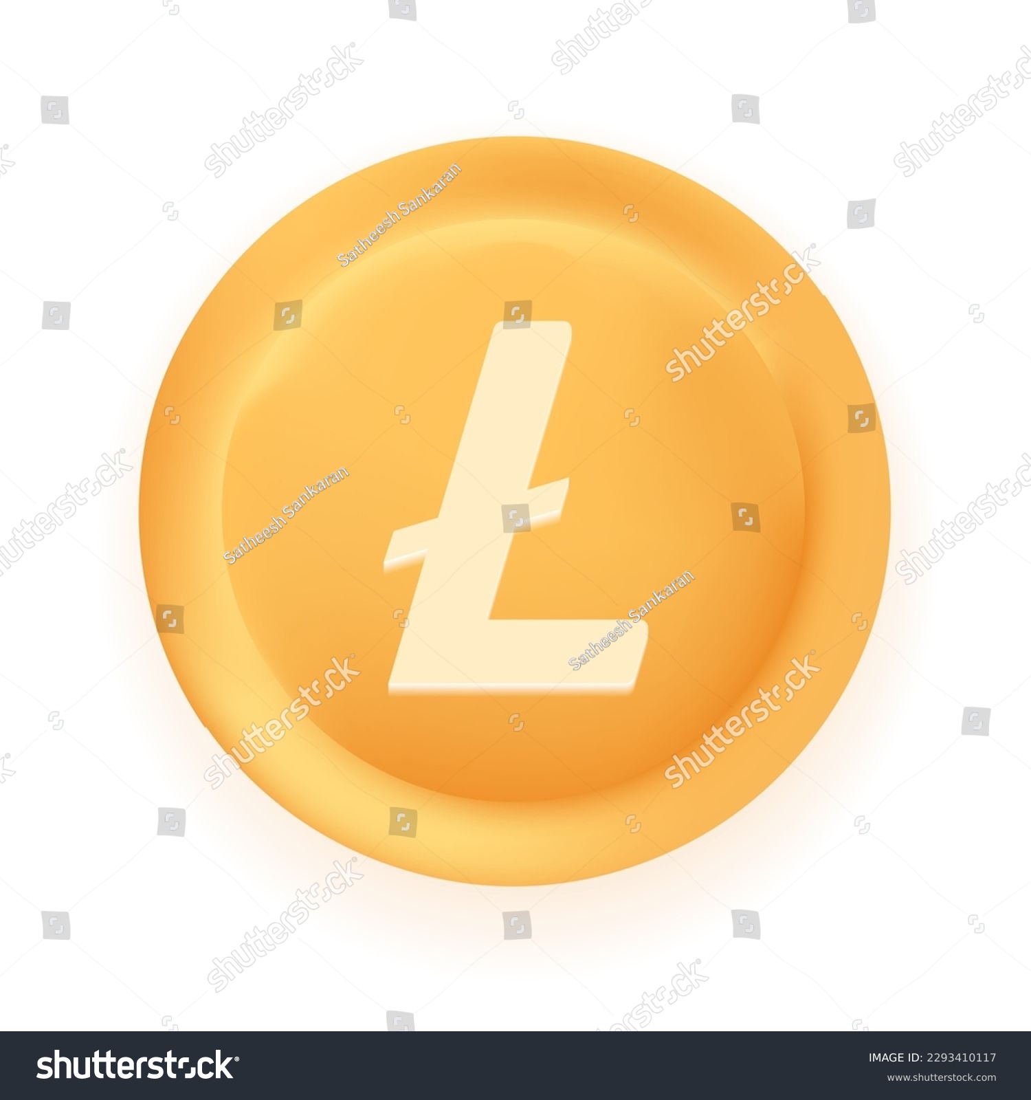 SVG of Litecoin (LTC) crypto currency 3D coin vector illustration isolated on white background. Can be used as virtual money icon, logo, emblem, sticker and badge designs. svg