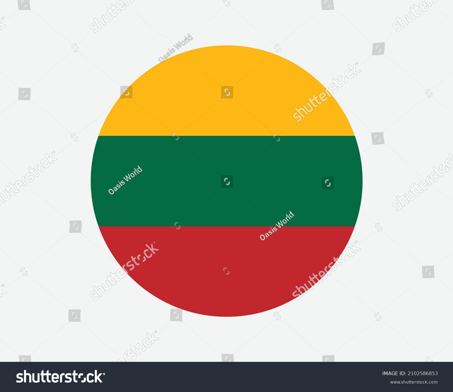 SVG of Lithuania Round Country Flag. Lithuanian Circle National Flag. Republic of Lithuania Circular Shape Button Banner. EPS Vector Illustration. svg