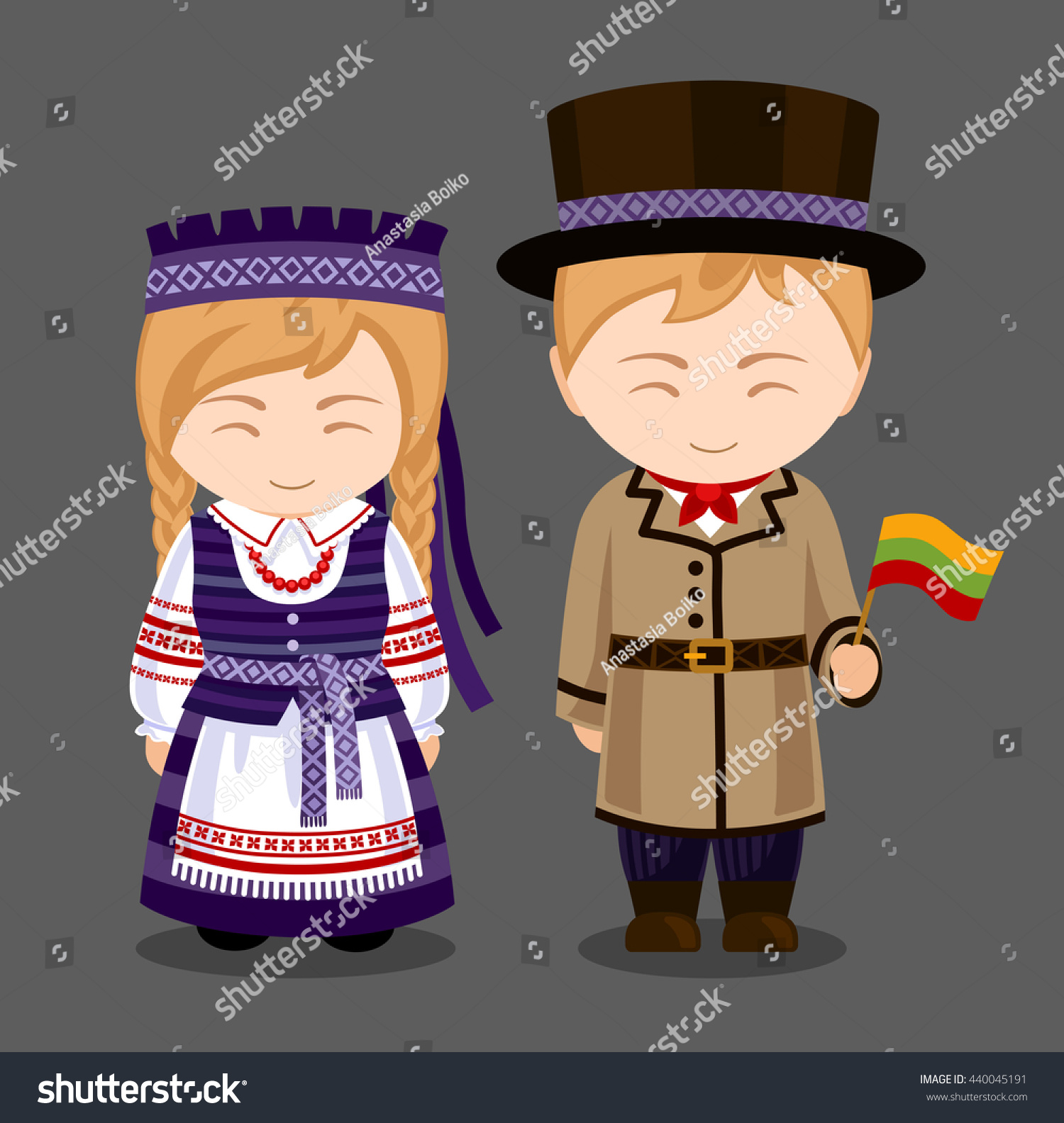 Lithuanians National Dress Flag Man Woman Stock Vector 440045191 ...