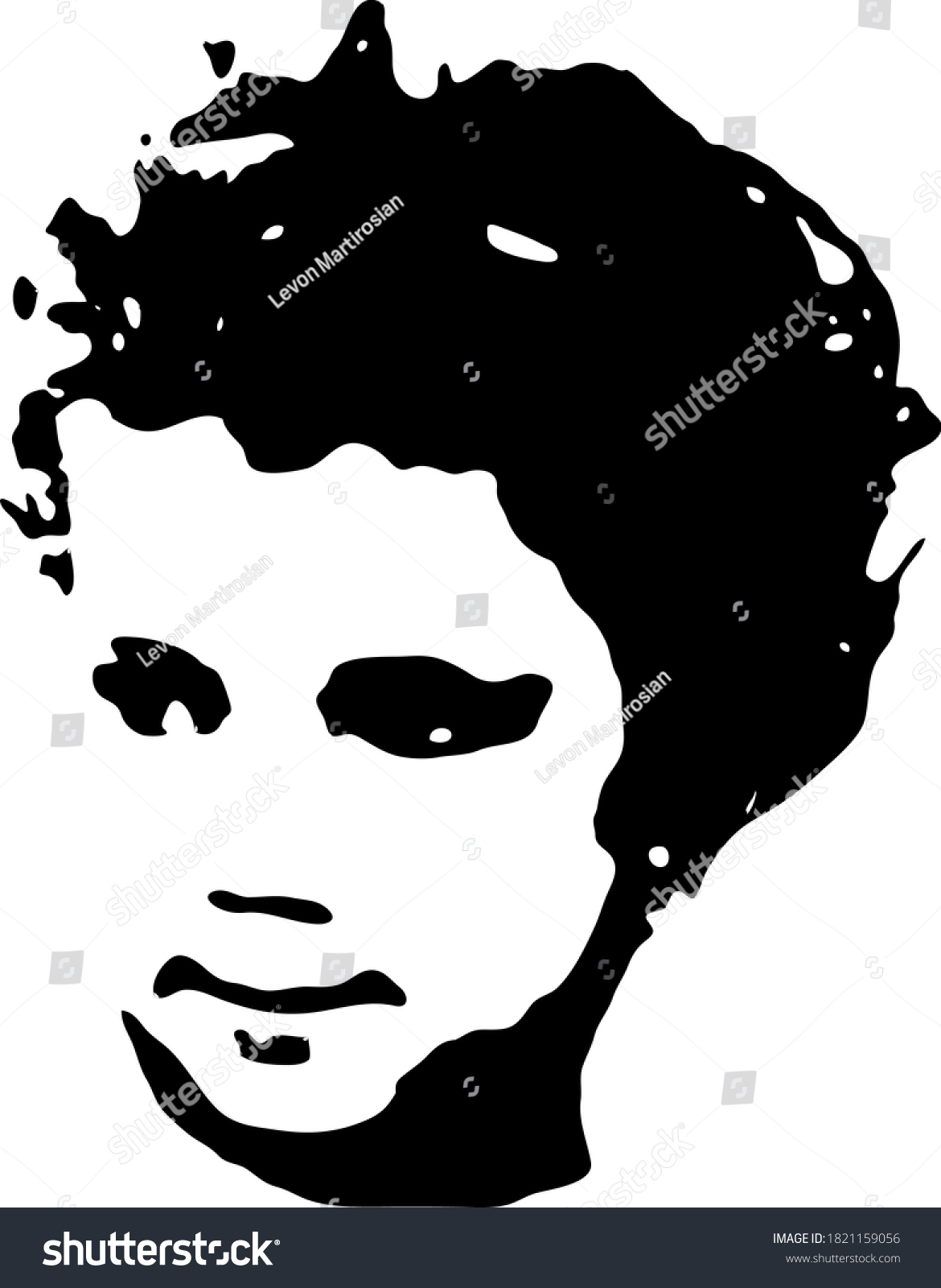 Little Curly Baby Face Stencil Vector Stock Vector (Royalty Free ...