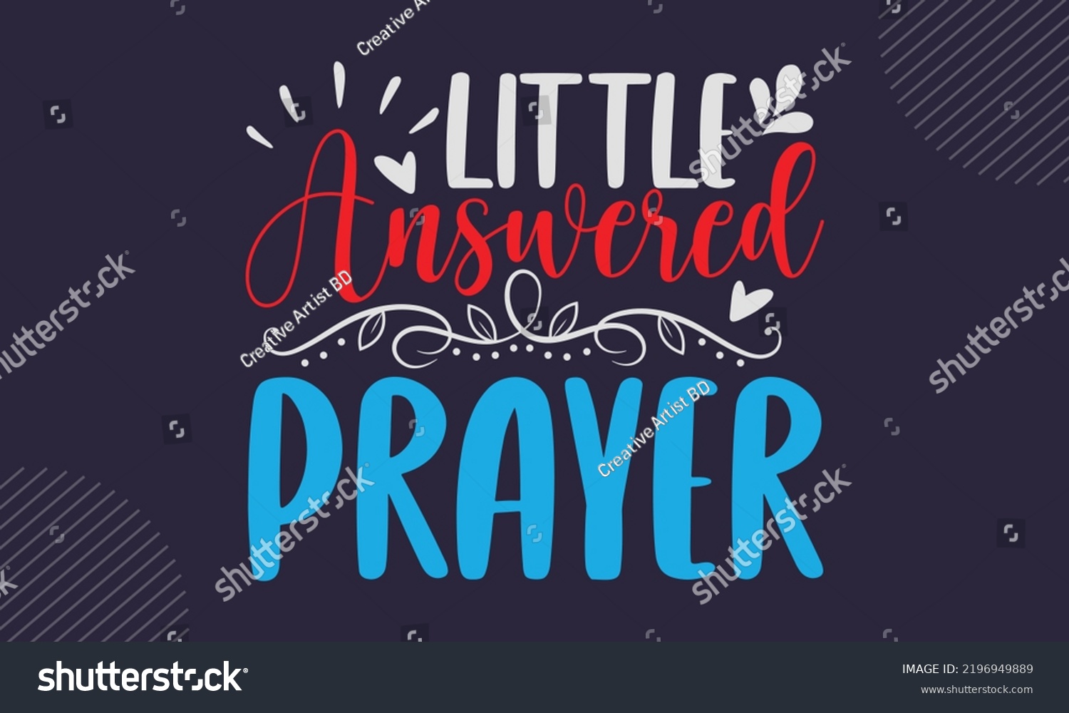 SVG of Little Answered Prayer - Baby T shirt Design, Hand drawn vintage illustration with hand-lettering and decoration elements, Cut Files for Cricut Svg, Digital Download svg