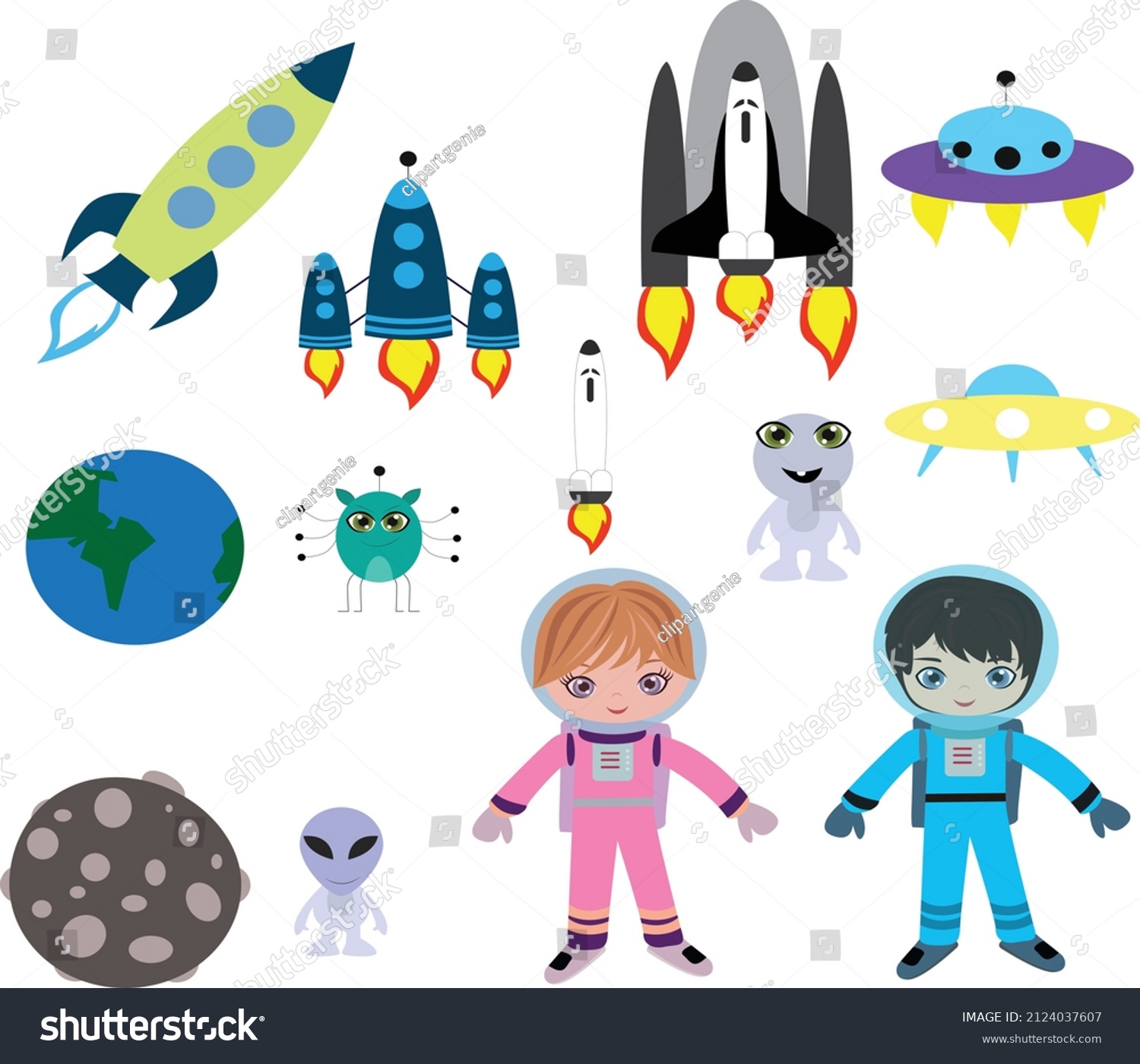 Little Astronauts Illustration Astronauts Clipart Kids Stock Vector ...