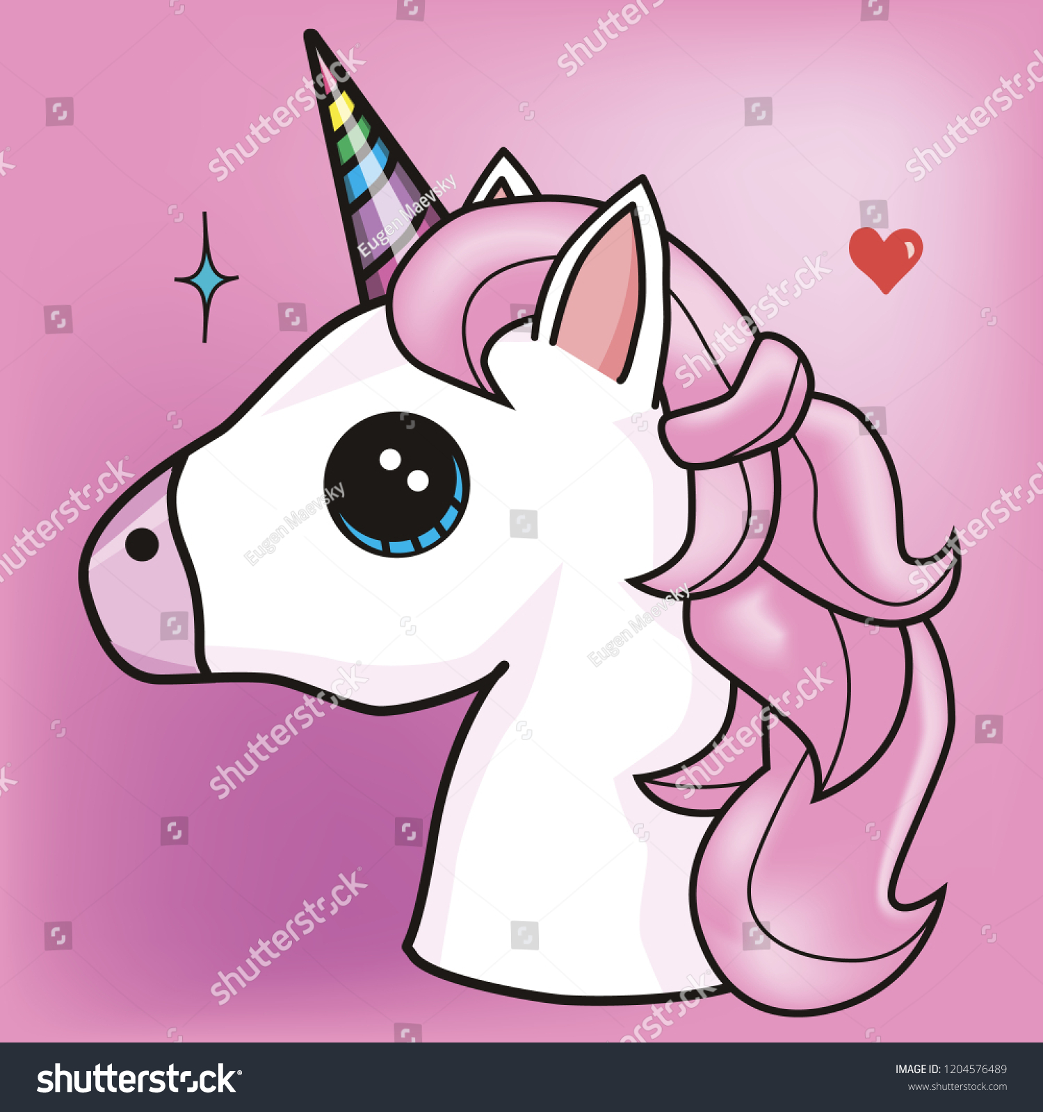 Little Baby Unicorn Pink Mane Colorful Stock Image Download Now