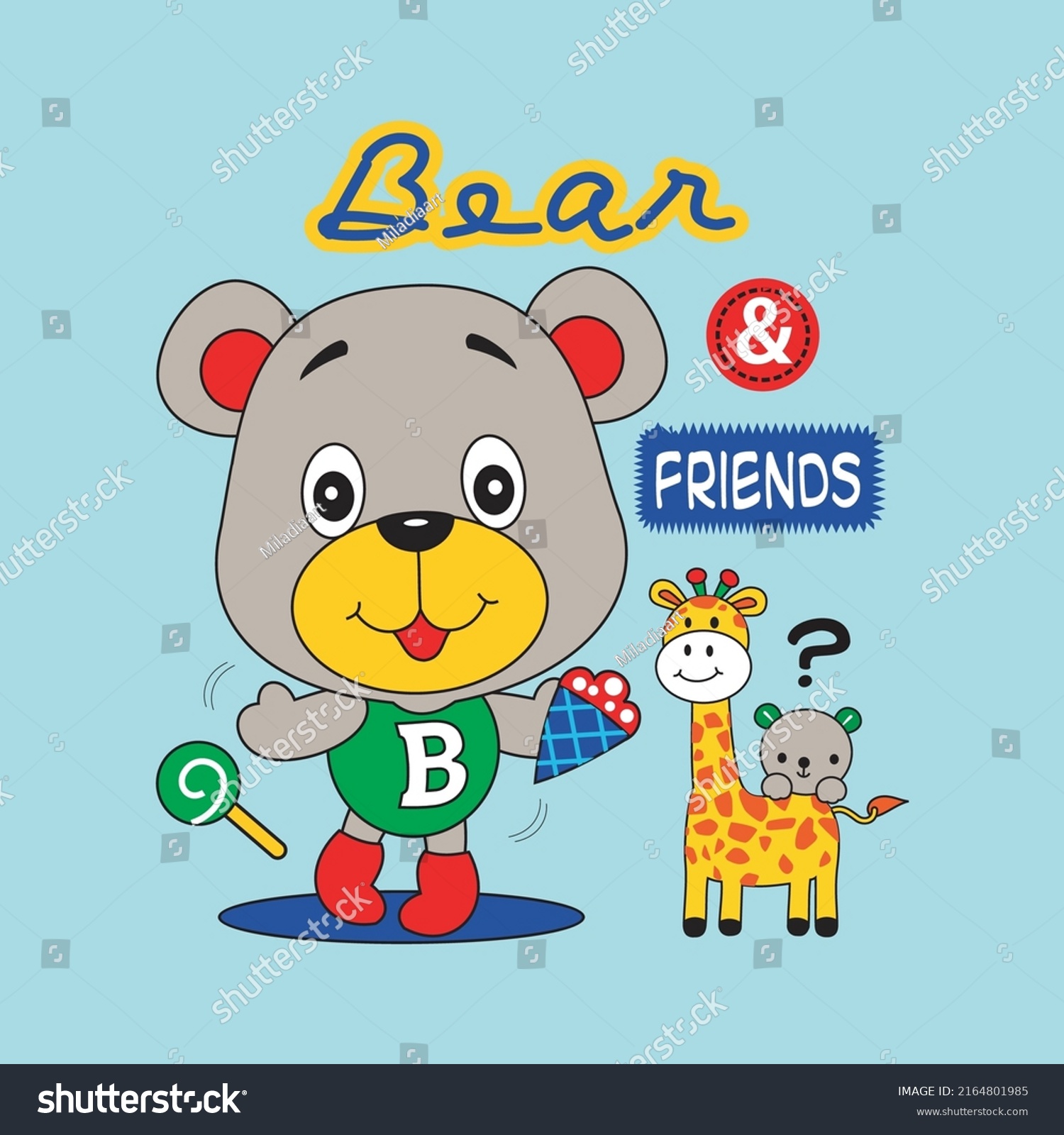 Little Bear Playing Friendsdesign Cartoon Vector Stock Vector (Royalty ...