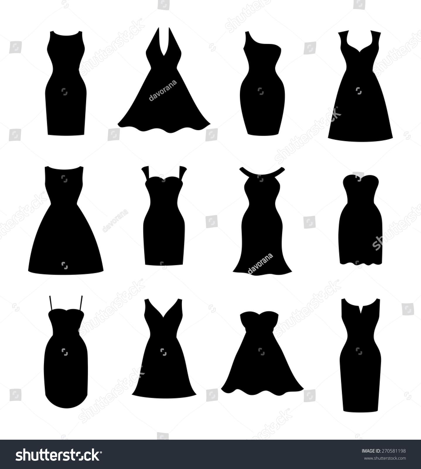 Little Black Dress Fashion Boutique Set Stock Vector 270581198 ...