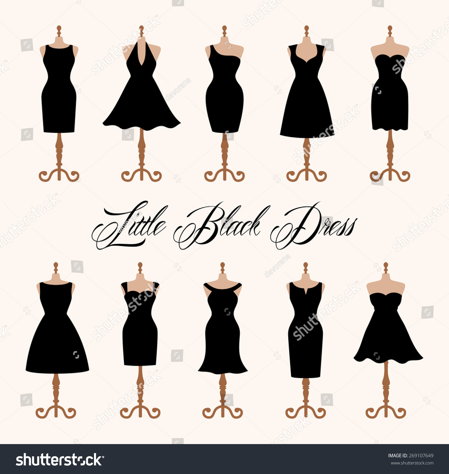 Little Black Dress Fashion Boutique Set Stock Vector 269107649 ...