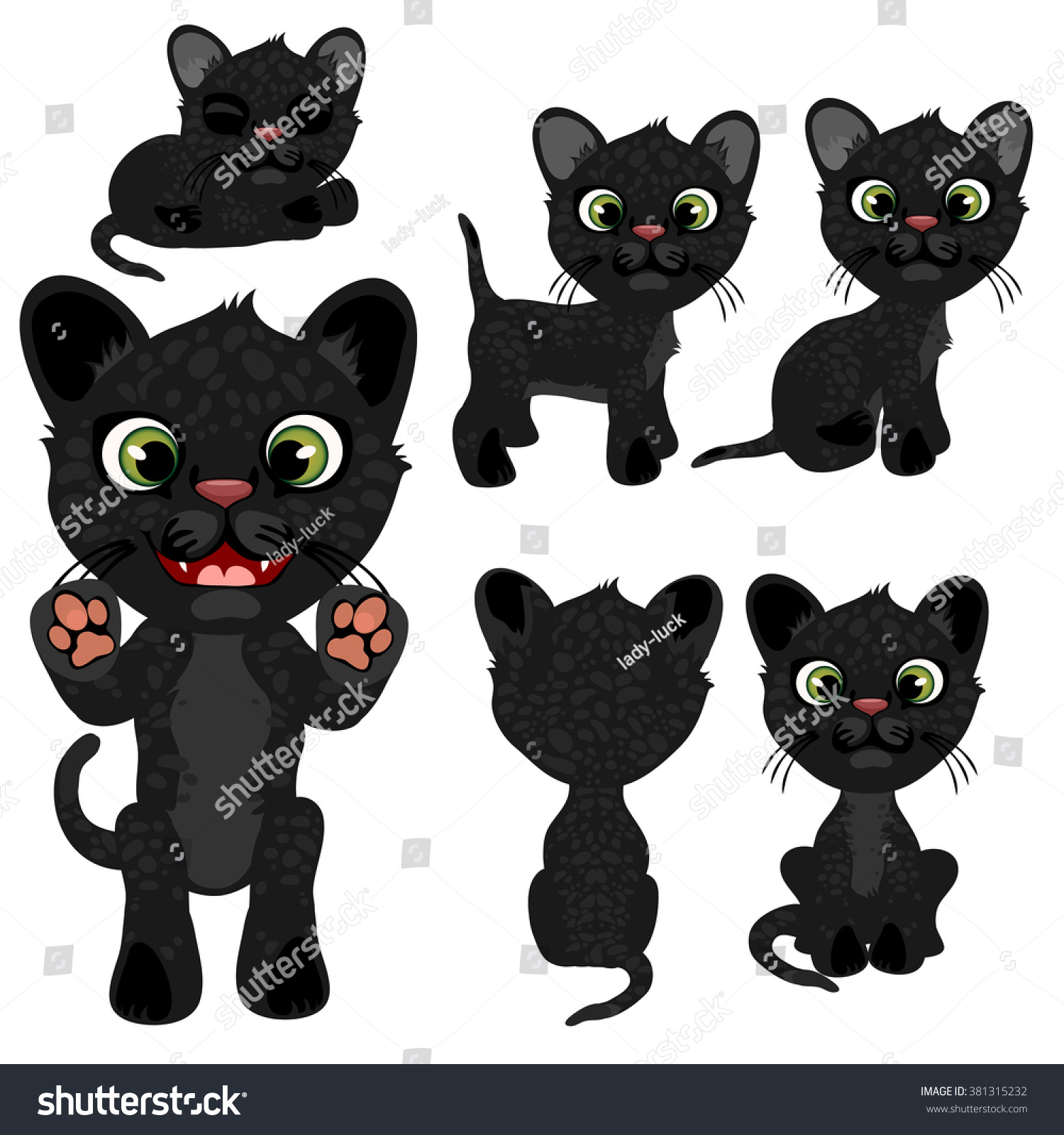 Little Black Panthers Wild Animals Vector Stock Vector (Royalty Free) 381315232 - Shutterstock