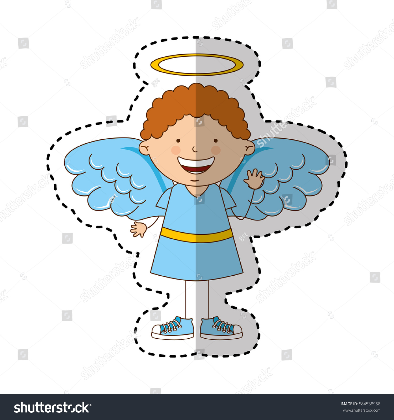 Download Little Boy Angel Character Stock Vector 584538958 ...