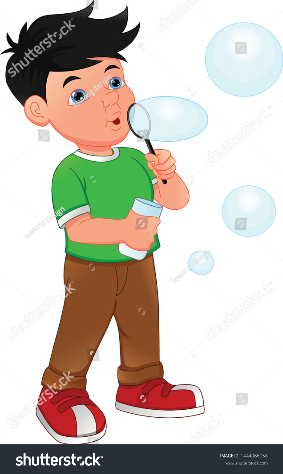 Little Boy Blowing Bubble Toy Stock Vector (Royalty Free) 1444066058