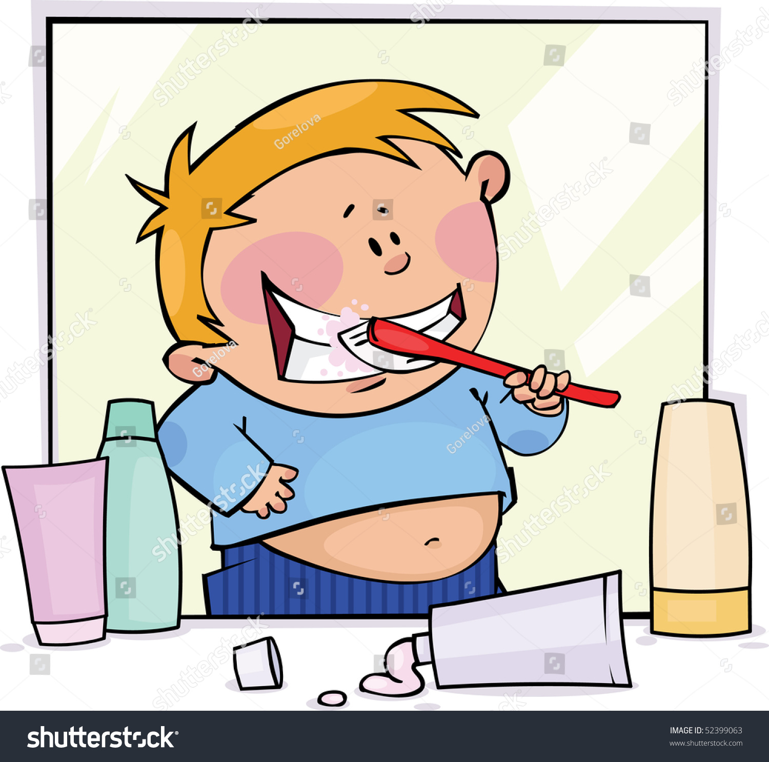 Kid Brushing His Teeth Cartoon