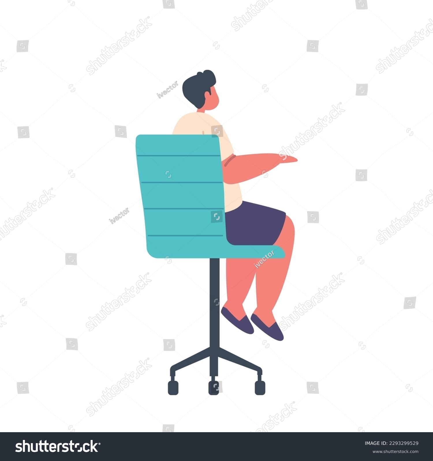 SVG of Little Boy Character Sitting On Chair Rear View With Hands Up And Feet Dangling Appears To Be Looking At Something svg