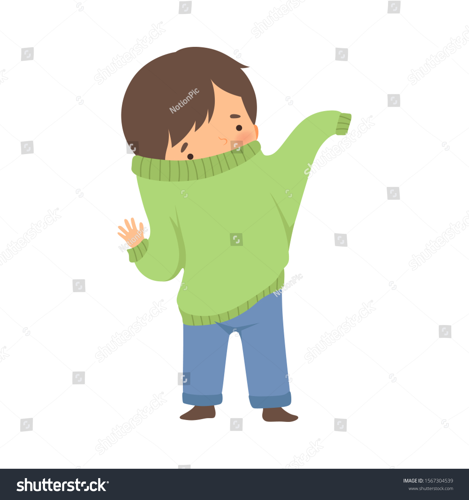 Little Boy Dressing Himself Vector Illustration Stock Vector Royalty Free 1567304539 9632