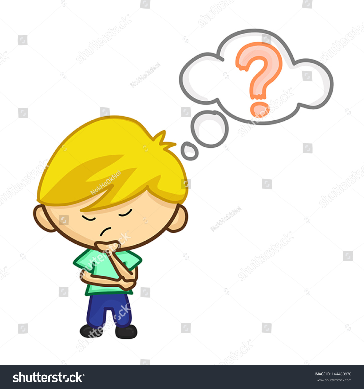 Little Boy Having Doubts Stock Vector (Royalty Free) 144460870