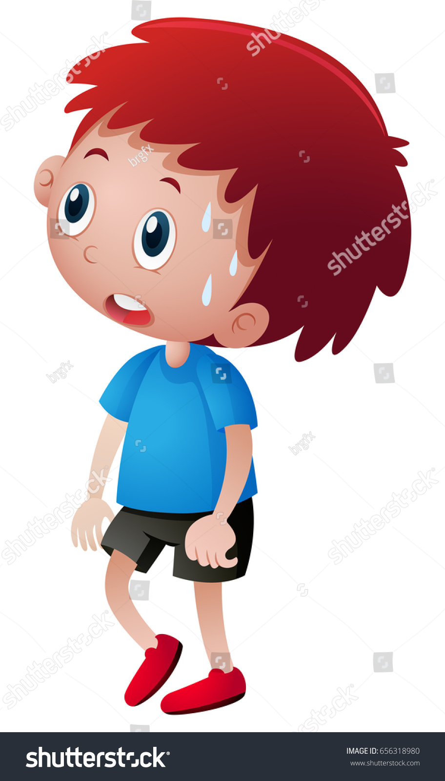 Little Boy Blue Shirt Sweating Illustration Stock Vector (Royalty Free ...