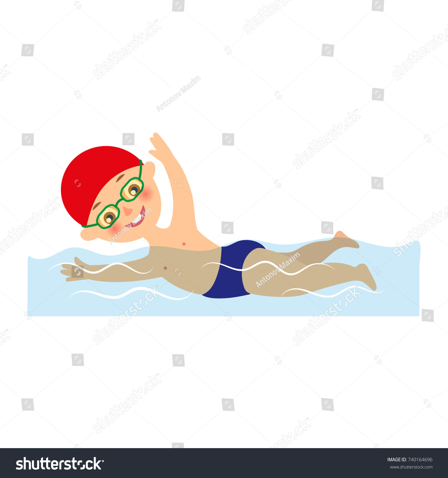 Little Boy Cap Goggles Swimming Pool Stock Vector (Royalty Free ...