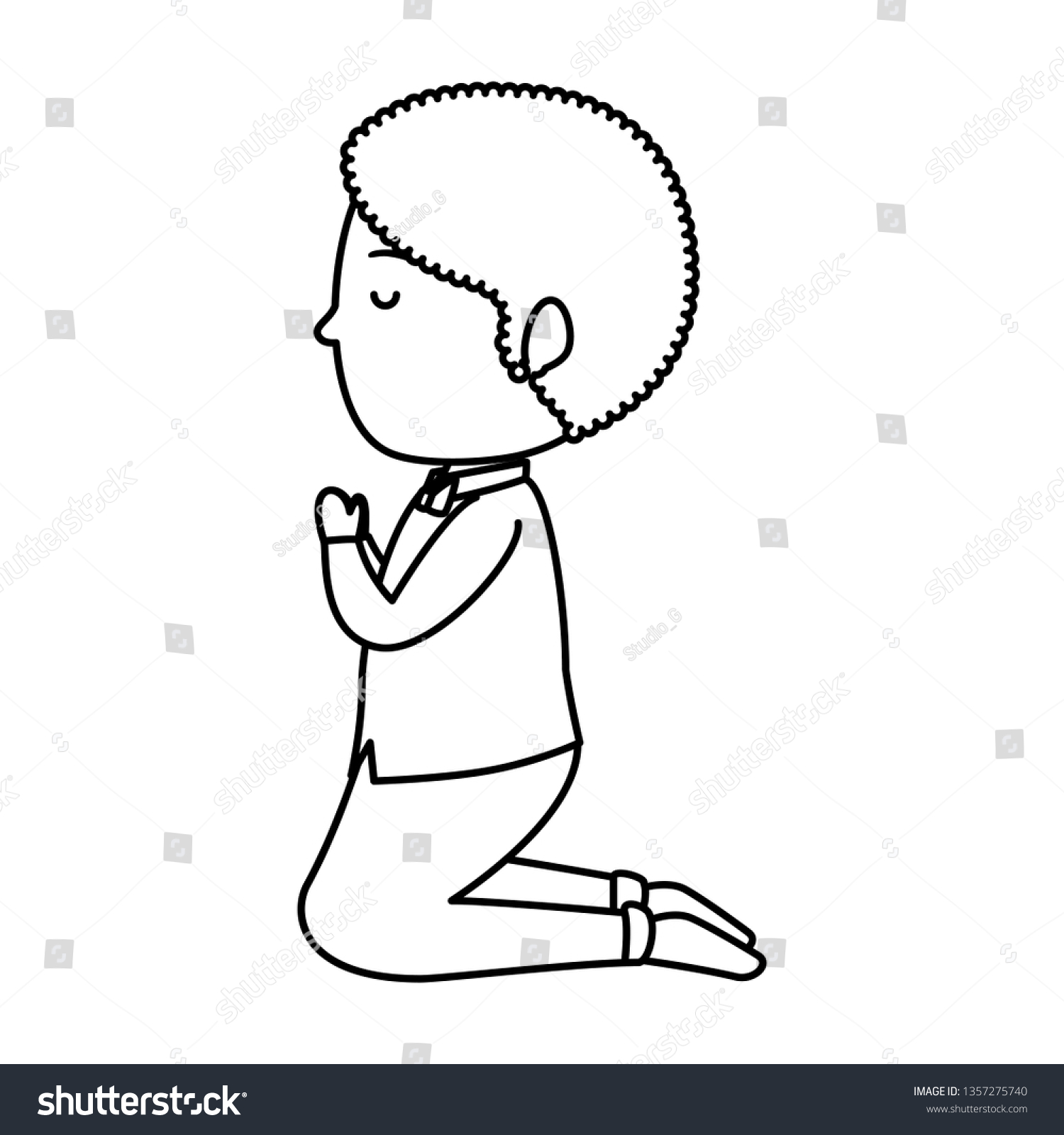 Little Boy Kneeling First Communion Stock Vector (Royalty Free ...