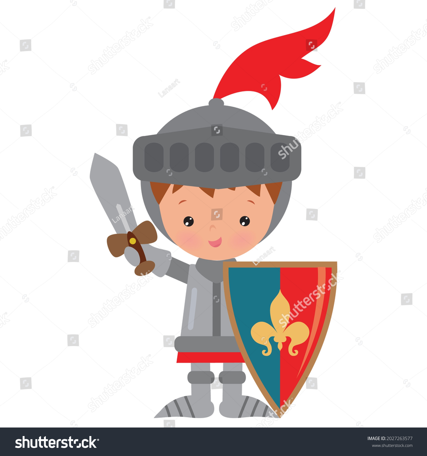 Little Boy Knight Sword Vector Cartoon Stock Vector (Royalty Free ...