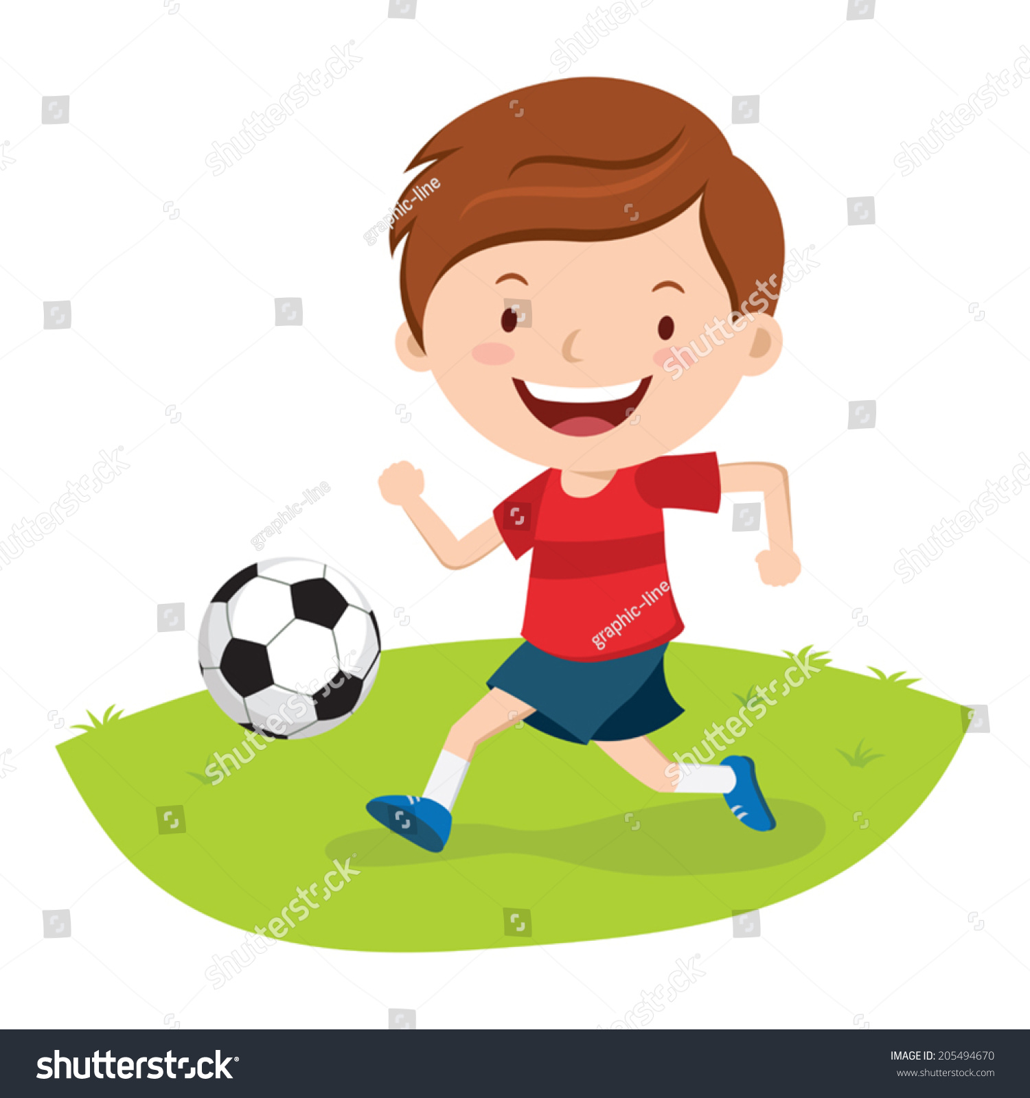 Little Boy Playing Soccer Boy Kicking Stock Vector Royalty Free