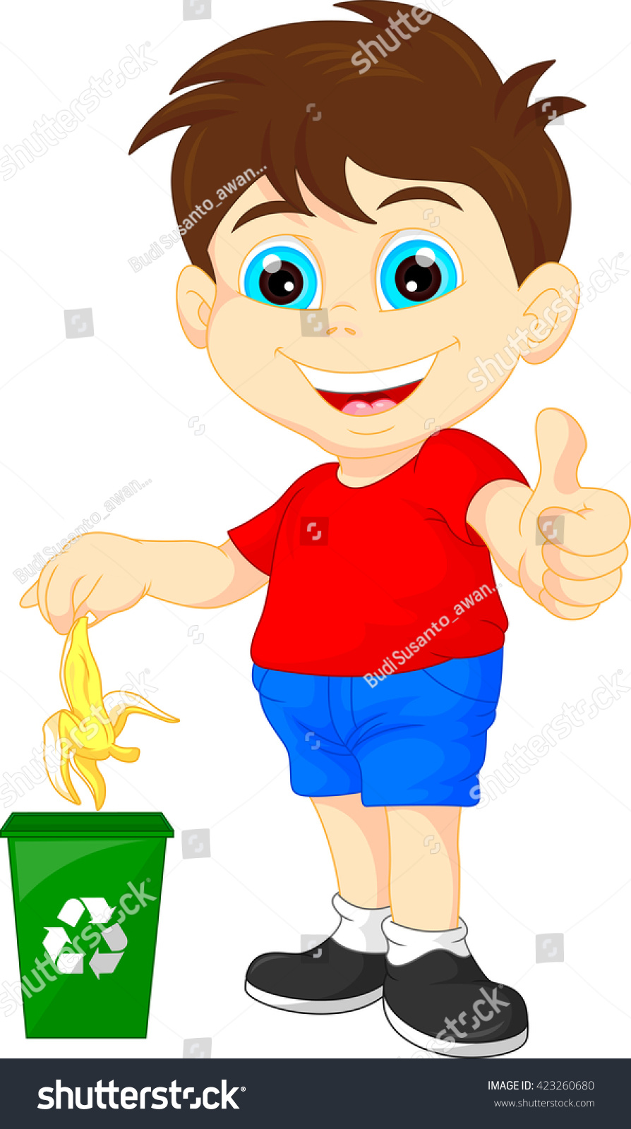 Little Boy Recycling Organic Waste Stock Vector (Royalty Free) 423260680