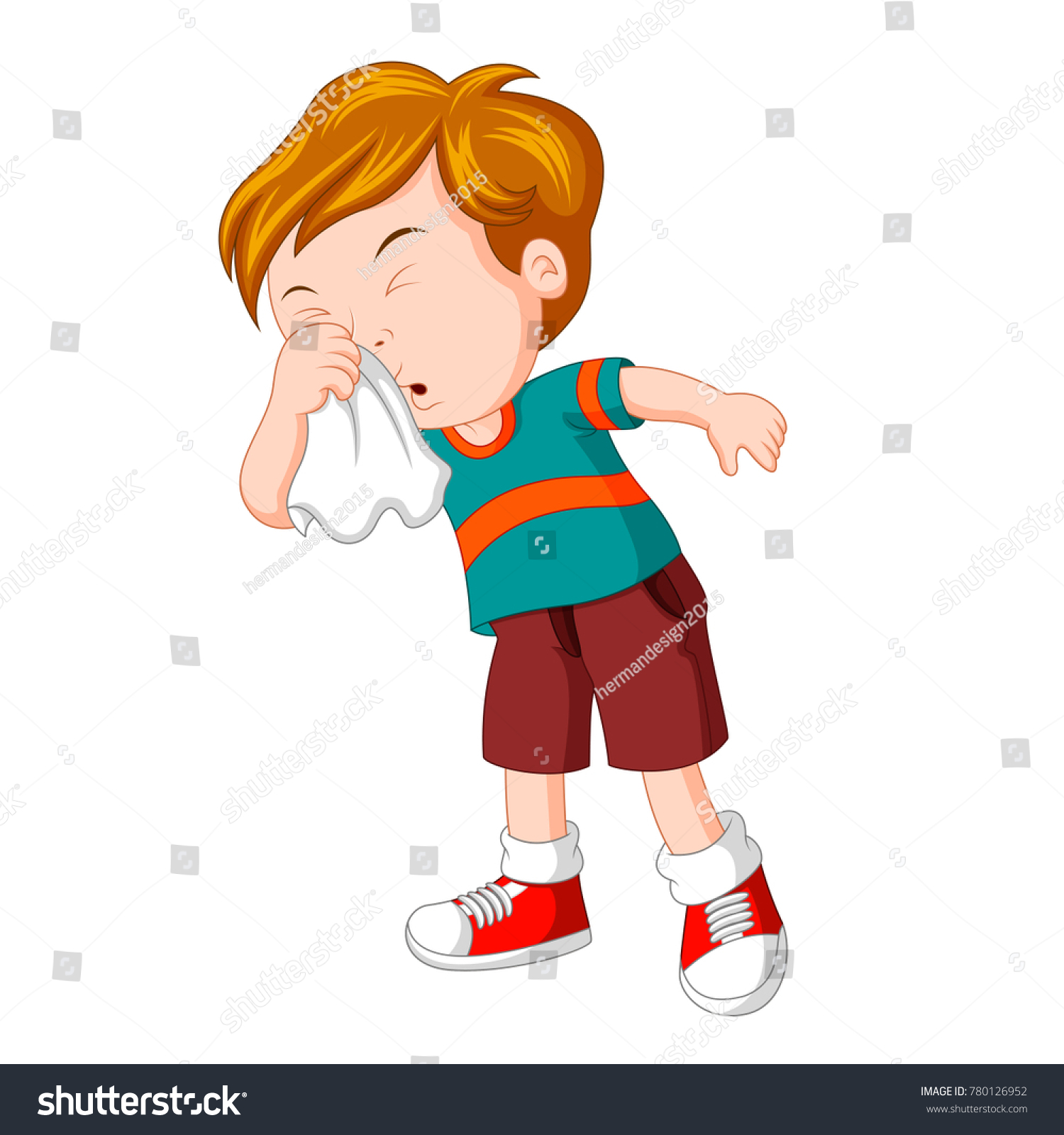 Little Boy Sneezing Hard Stock Vector (Royalty Free) 780126952 ...