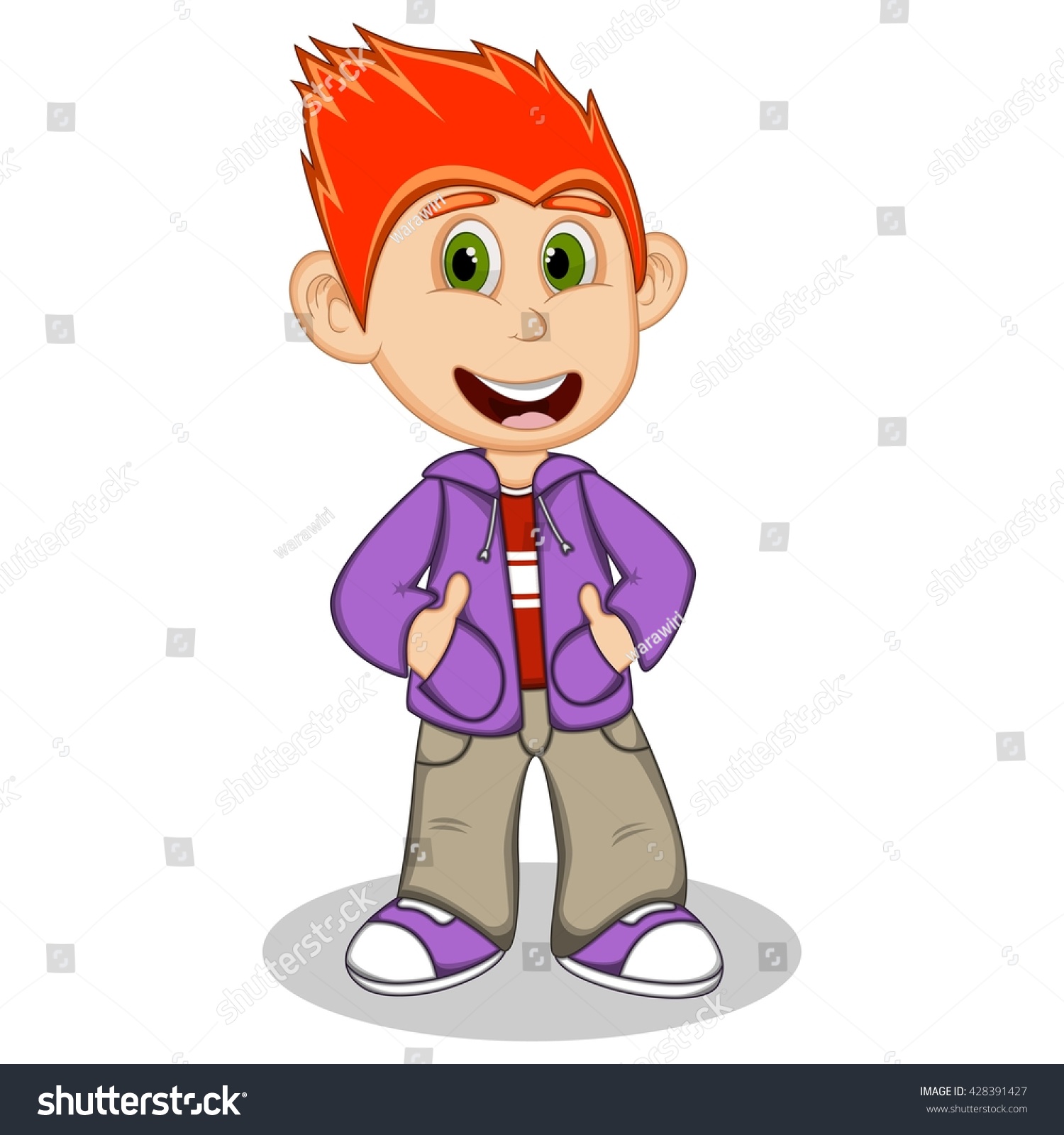 Little Boy Wearing Purple Jacket Gray Stock Vector 428391427 - Shutterstock