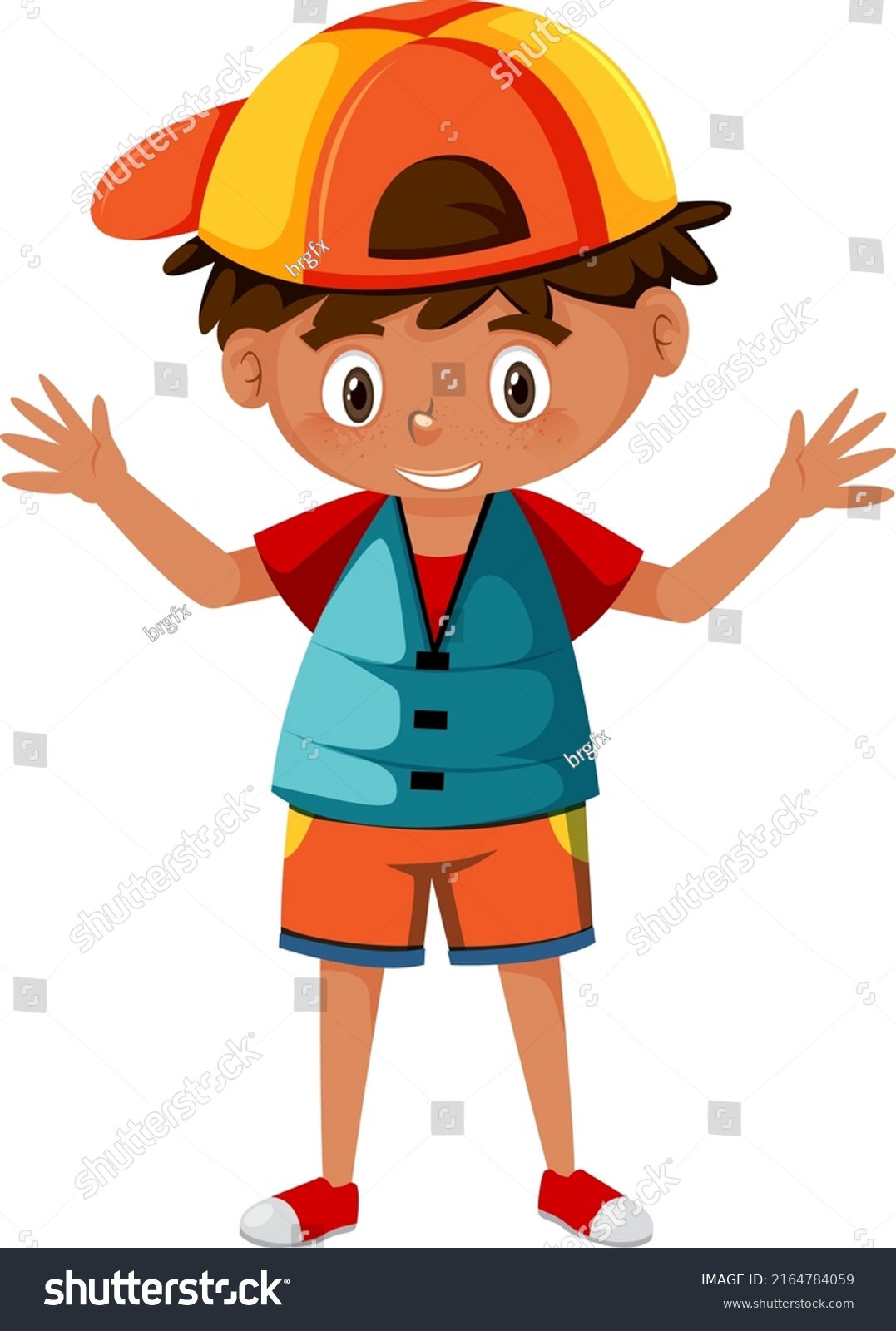 Little Boy Wearing Blue Life Jacket Stock Vector (Royalty Free ...