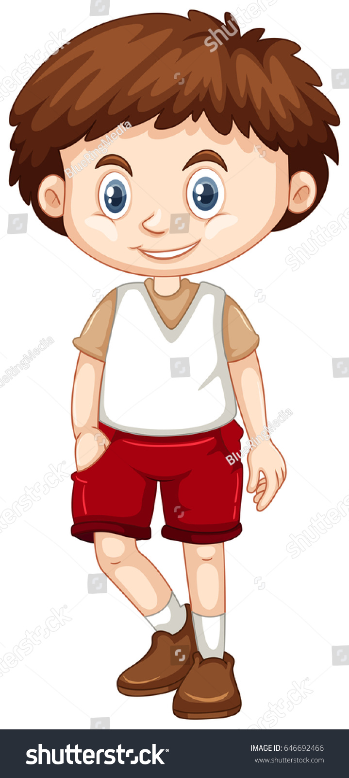 Little Boy Wearing Red Shorts Illustration Stock Vector Royalty Free 646692466 6945