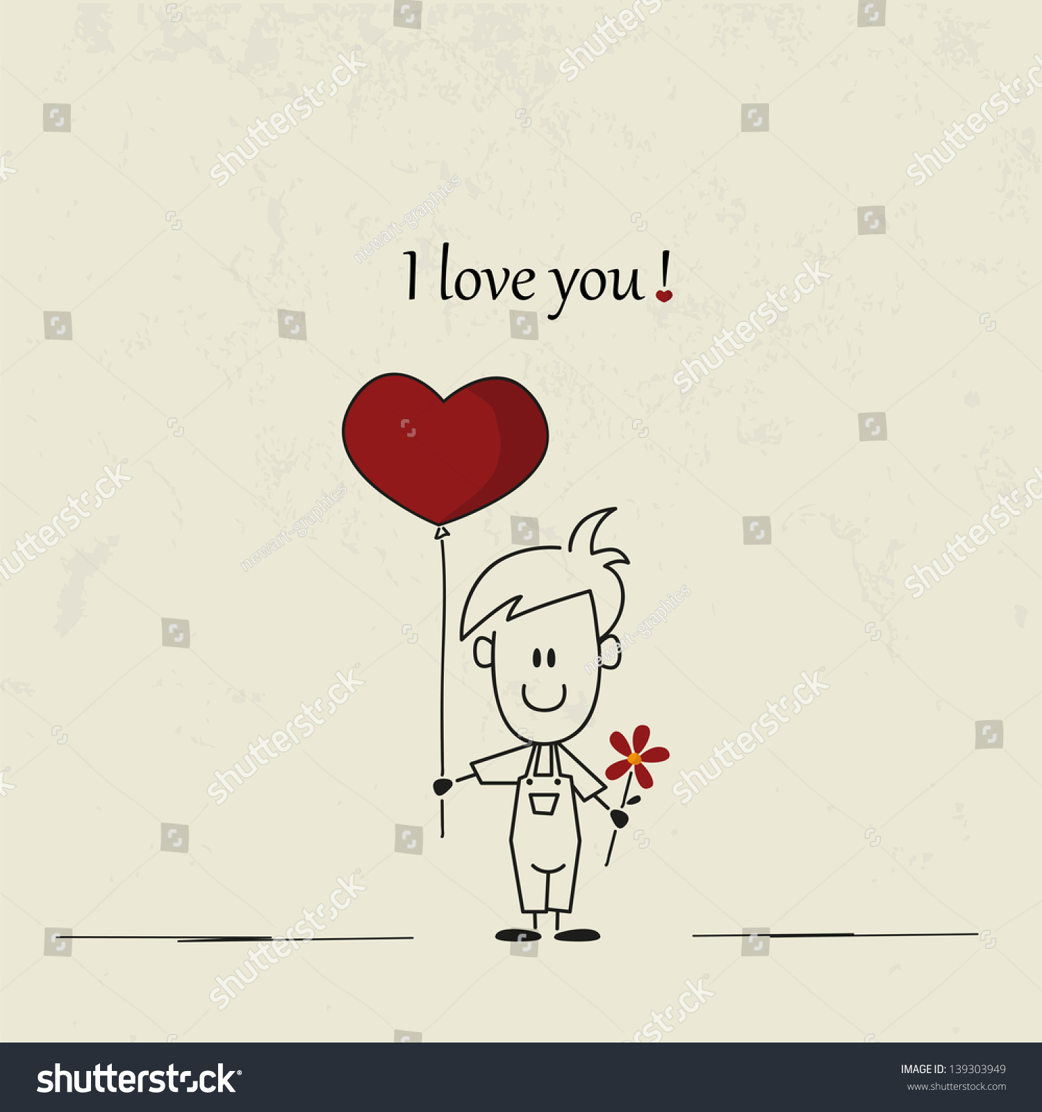 SVG of Little boy with red balloon and flower svg