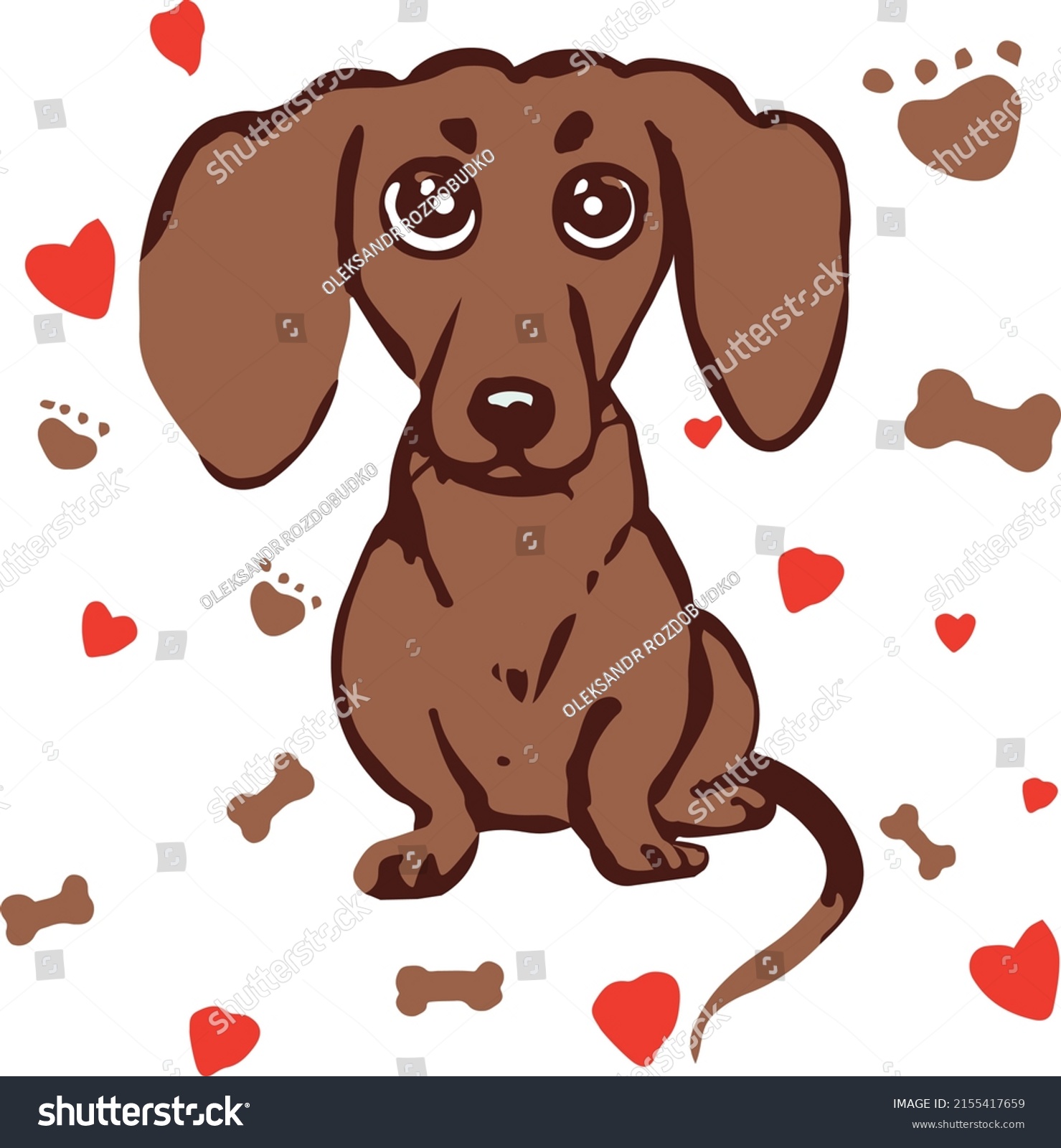 Little Brown Dachshund Vector Graphic Stock Vector (Royalty Free ...