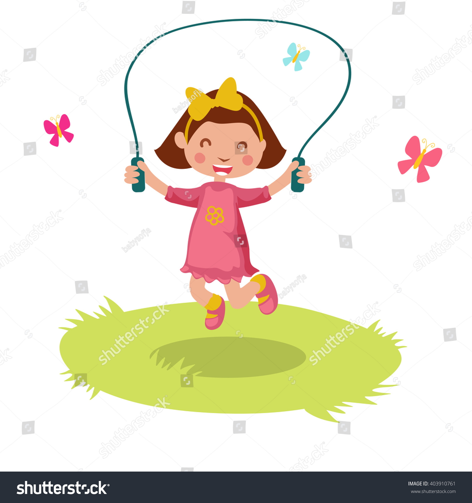 Little Cartoon Girl Skipping Rope Vector Stock Vector 403910761 - Shutterstock
