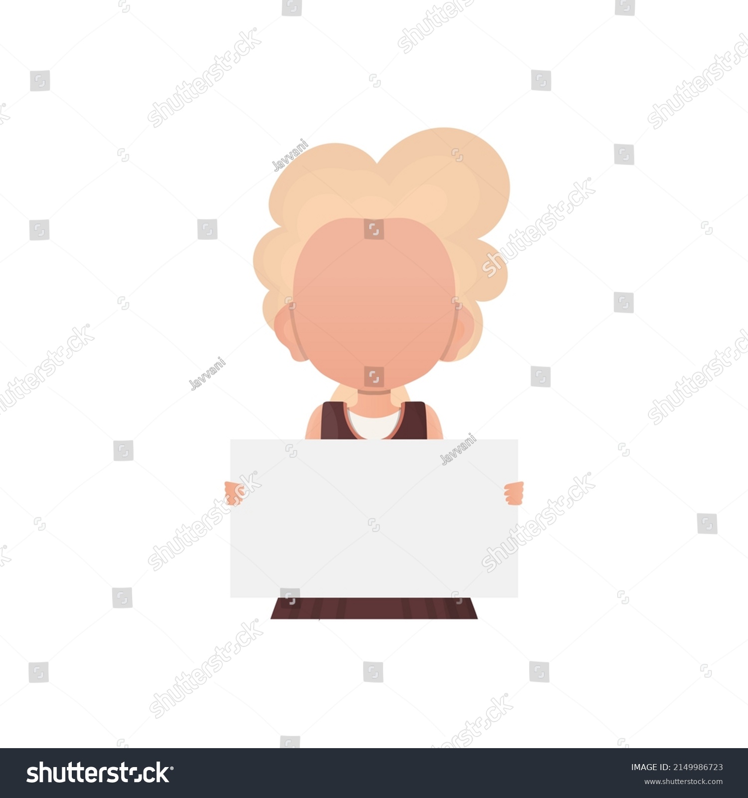 Little Child Girl Holding Blank Poster Stock Vector (Royalty Free ...