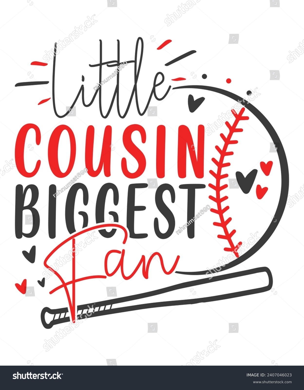 SVG of Little cousin biggest fan baseball love, Baseball vector design, Baseball Quote Bundle, Proud Baseball Family Shirt svg
